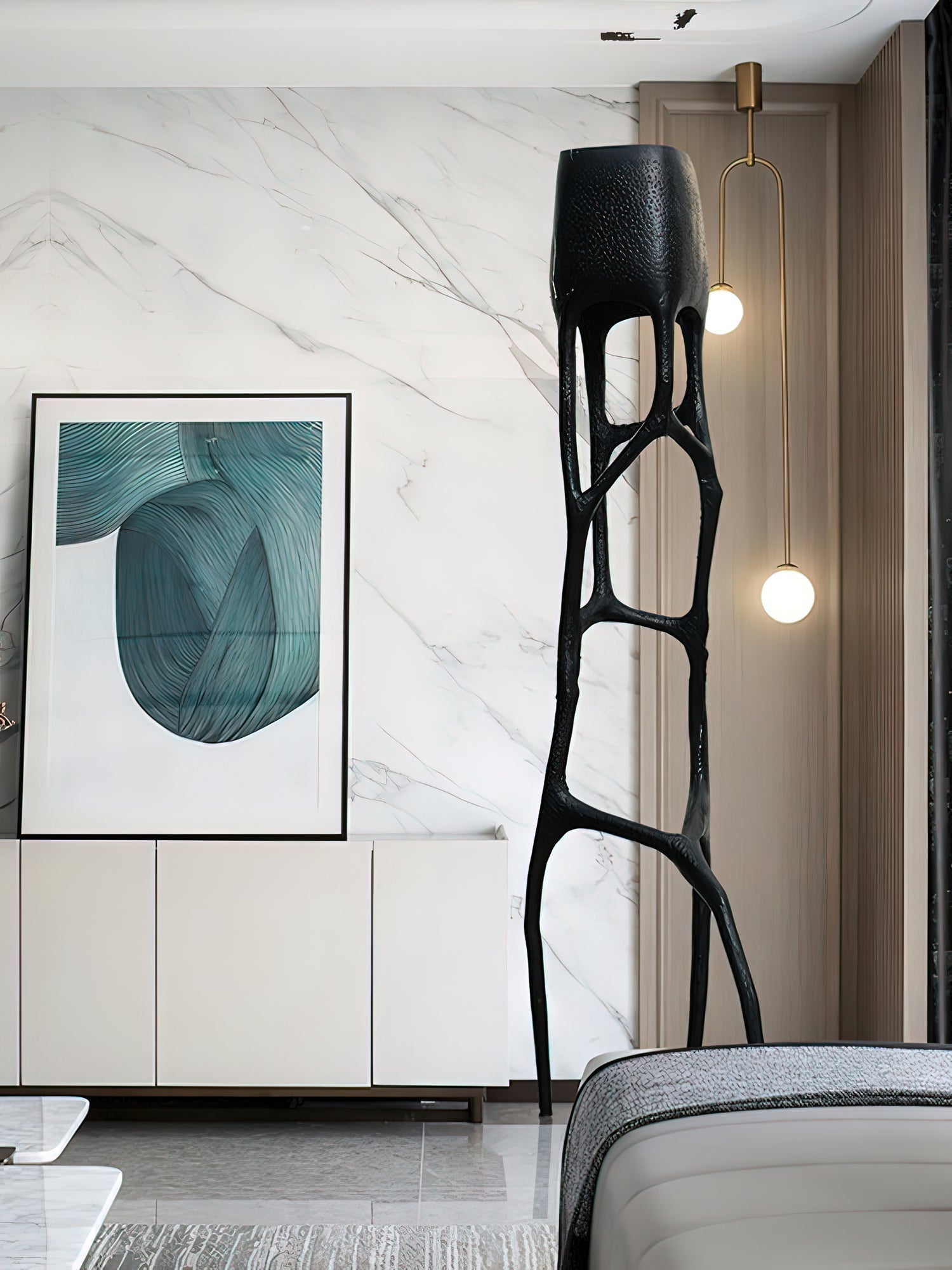 Vesper Gothic Sculptural Statement Floor Lamp for Bedroom Living Room