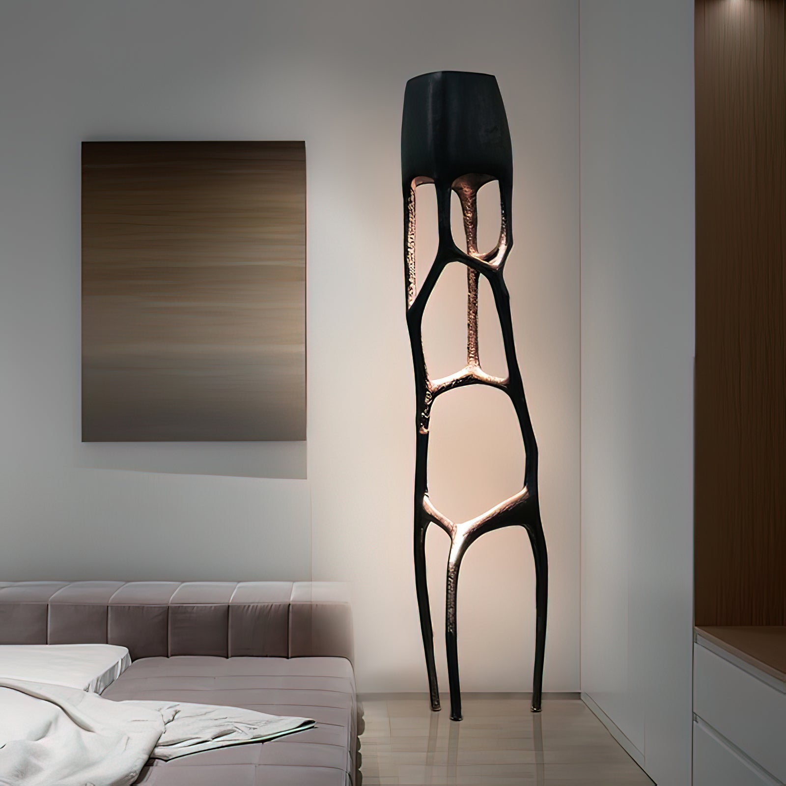 Vesper Gothic Sculptural Statement Floor Lamp for Bedroom Living Room