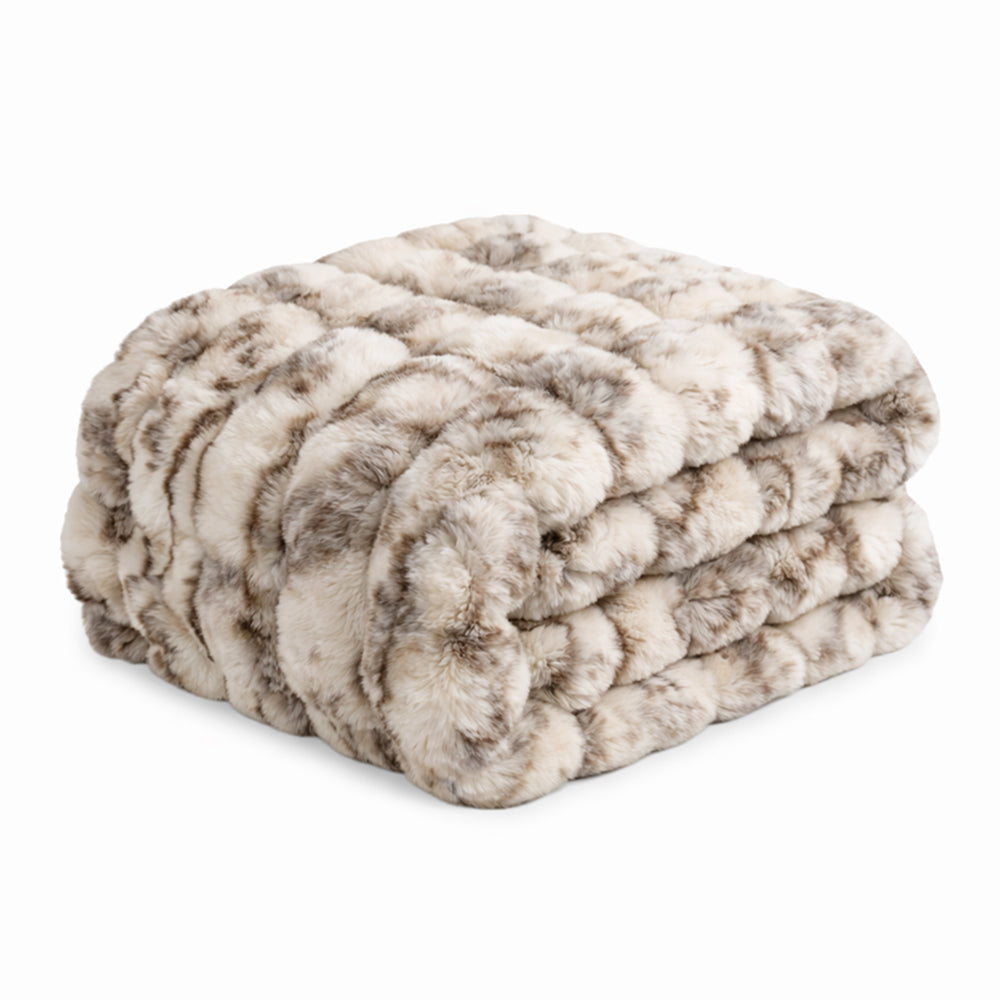 Vello Sculpted Ridgeline Faux Fur Throw Blanket for Sofa and Bedroom