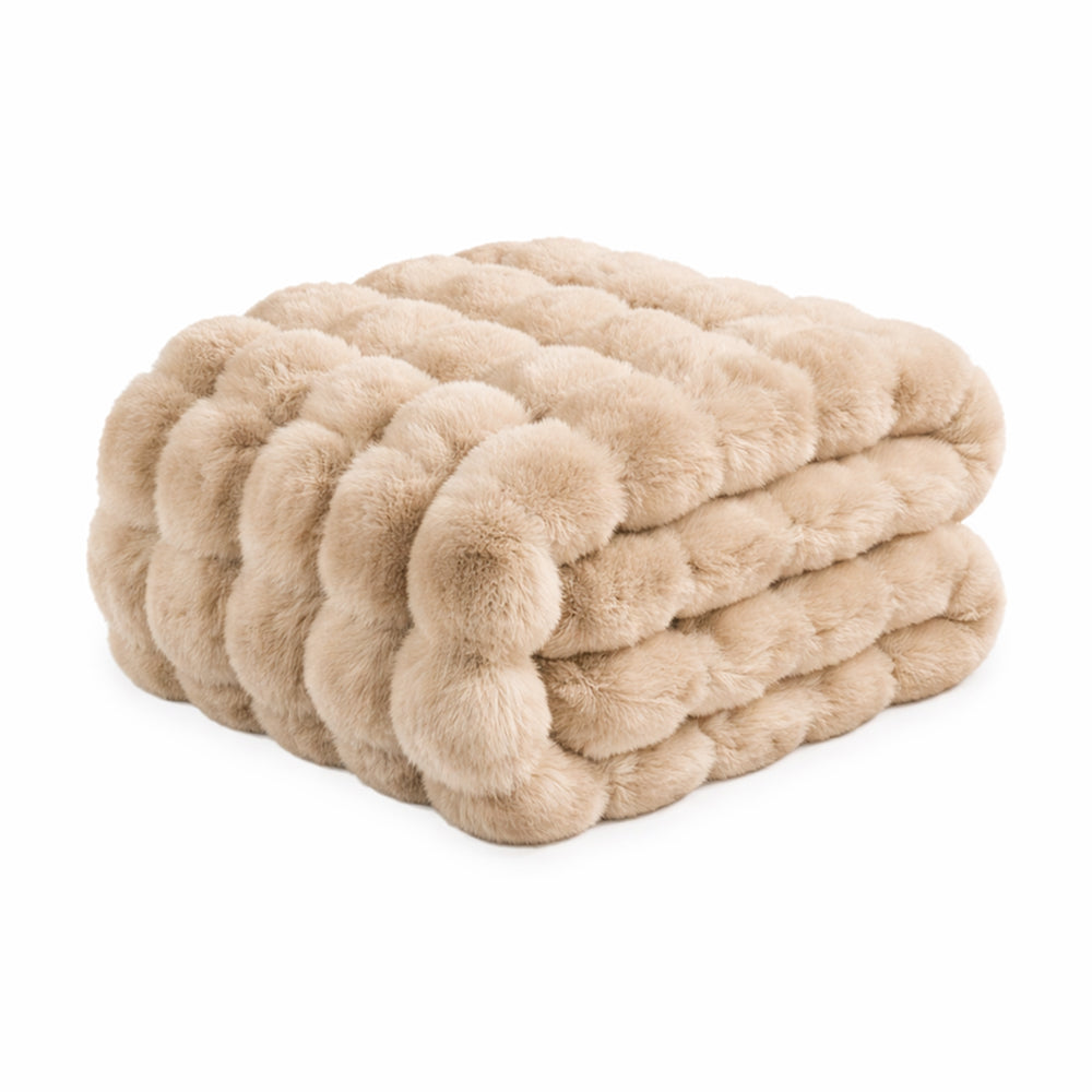 Vello Sculpted Ridgeline Faux Fur Throw Blanket for Sofa and Bedroom