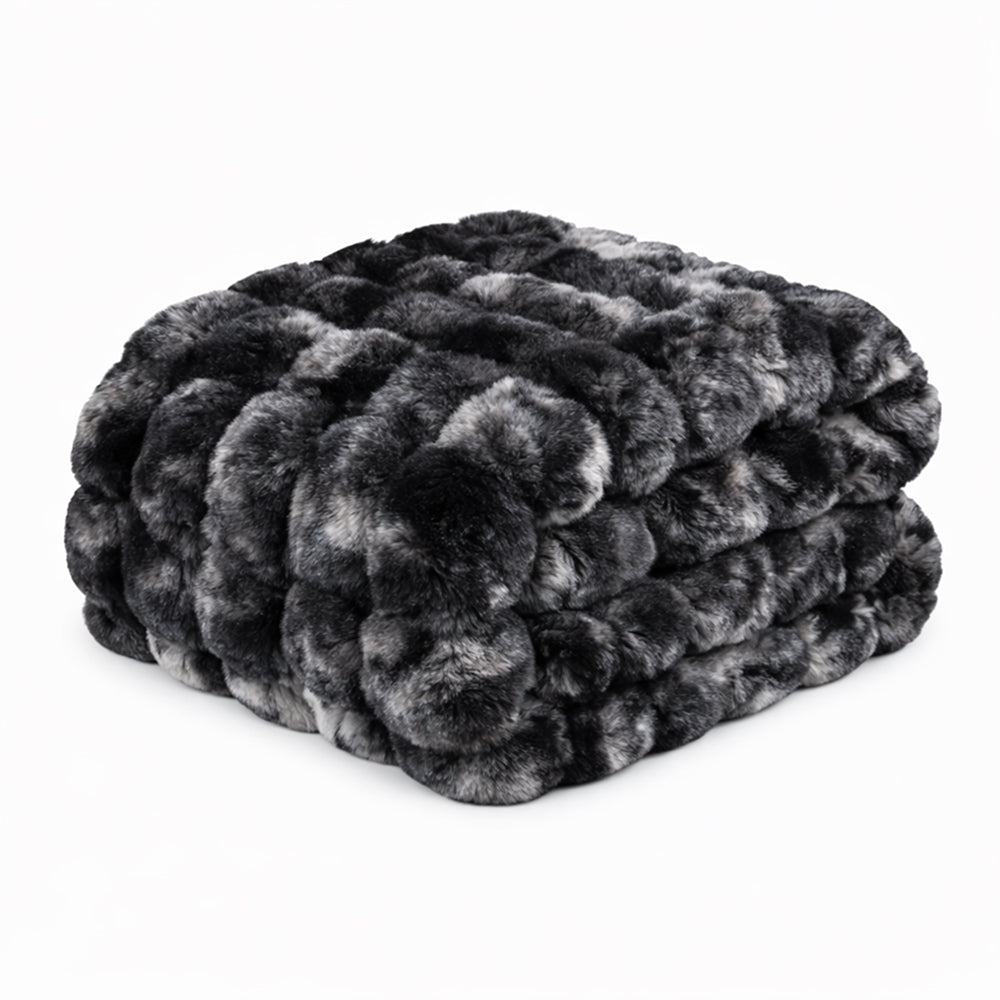 Vello Sculpted Ridgeline Faux Fur Throw Blanket for Sofa and Bedroom