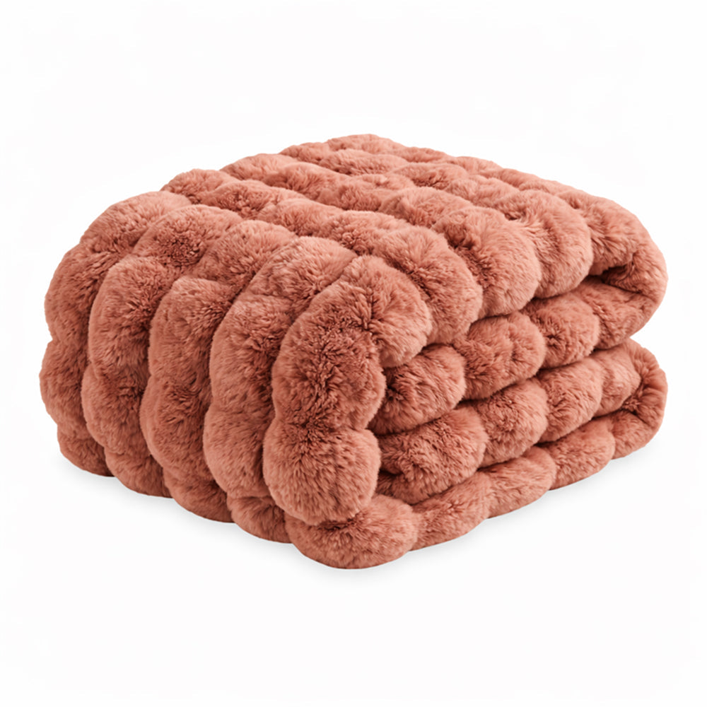 Vello Sculpted Ridgeline Faux Fur Throw Blanket for Sofa and Bedroom