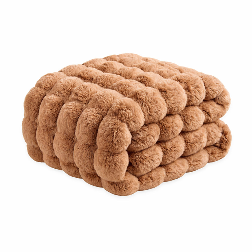 Vello Sculpted Ridgeline Faux Fur Throw Blanket for Sofa and Bedroom