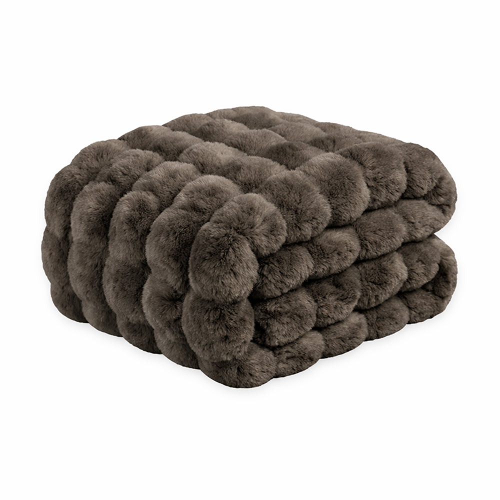 Vello Sculpted Ridgeline Faux Fur Throw Blanket for Sofa and Bedroom