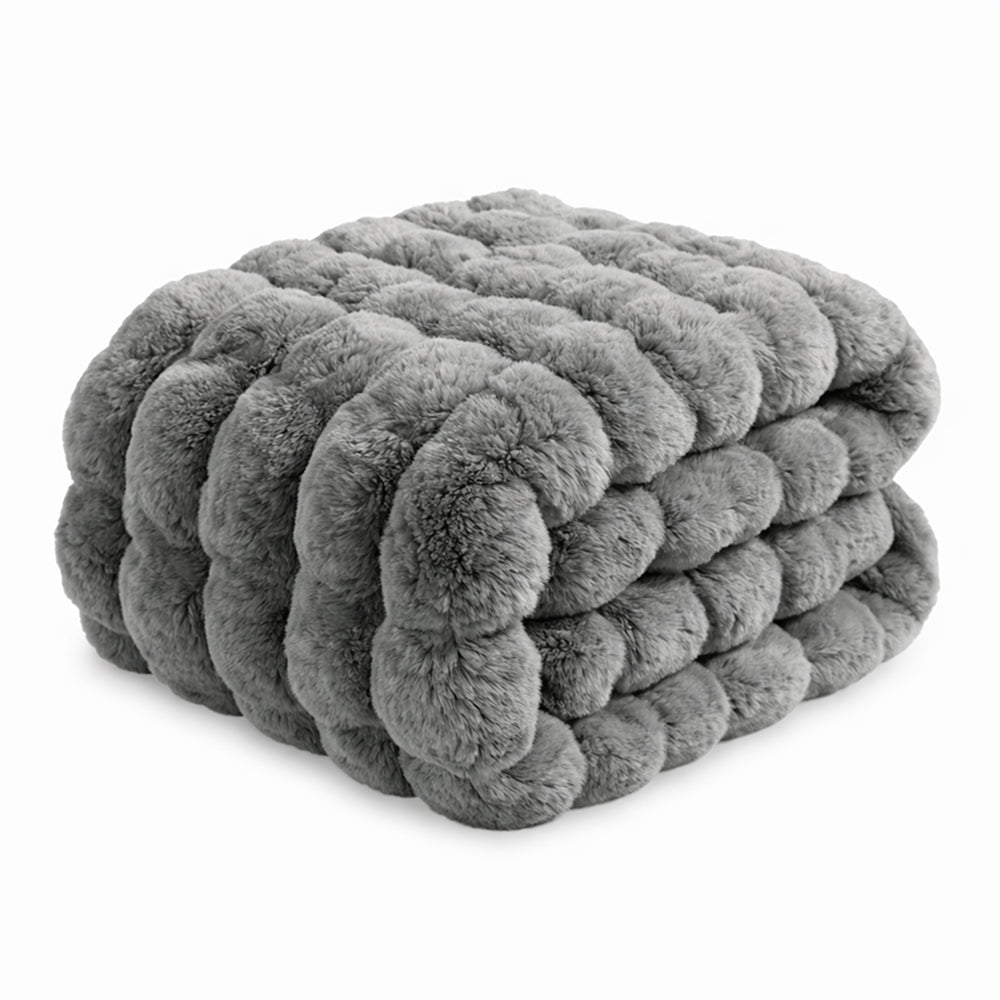 Vello Sculpted Ridgeline Faux Fur Throw Blanket for Sofa and Bedroom