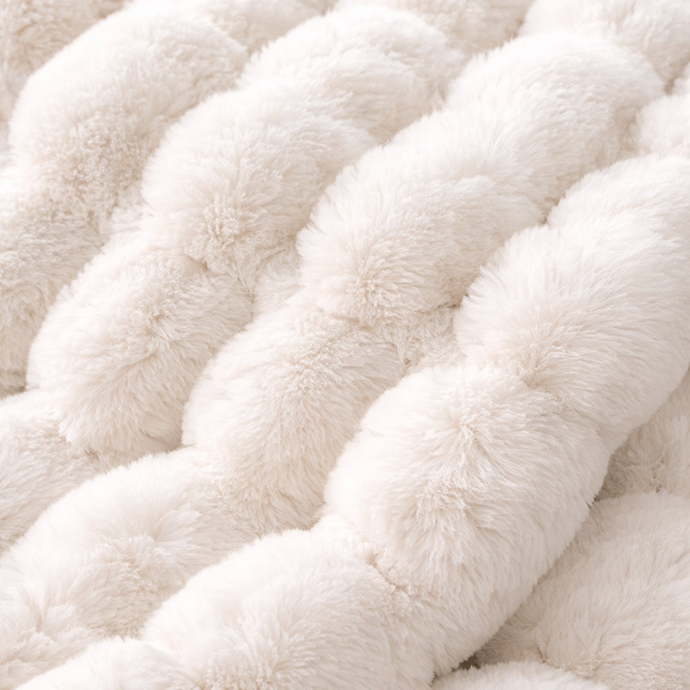 Vello Sculpted Ridgeline Faux Fur Throw Blanket for Sofa and Bedroom