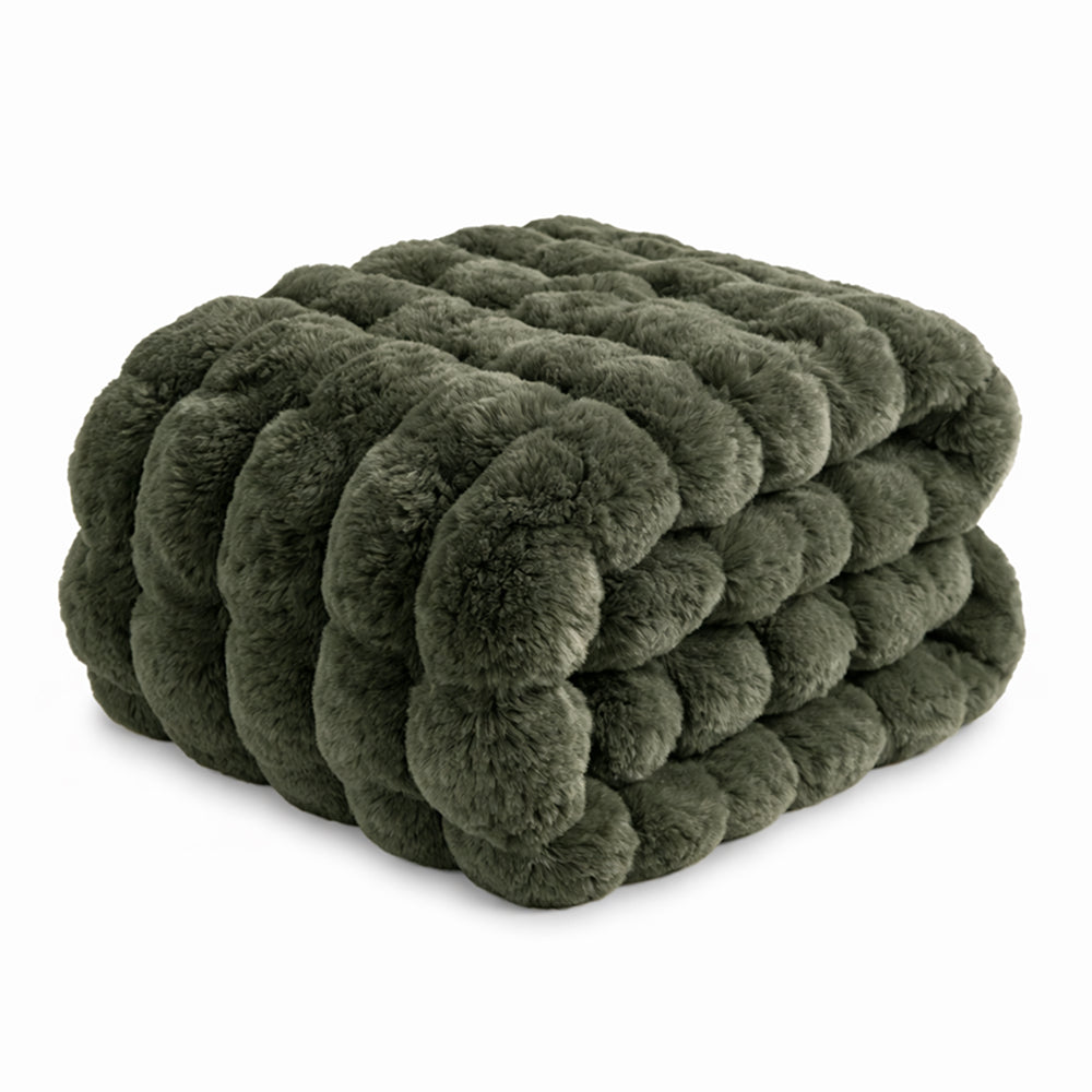 Vello Sculpted Ridgeline Faux Fur Throw Blanket for Sofa and Bedroom