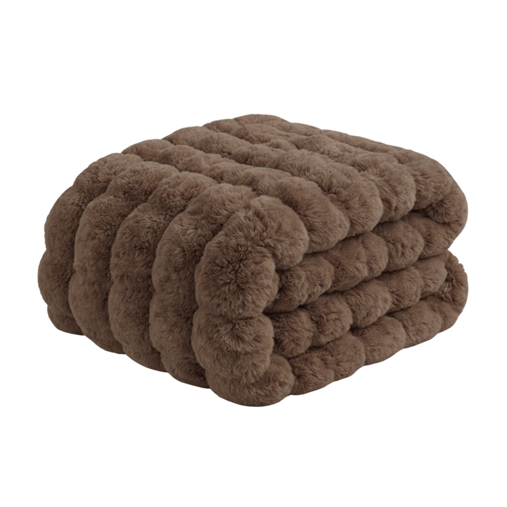 Vello Sculpted Ridgeline Faux Fur Throw Blanket for Sofa and Bedroom