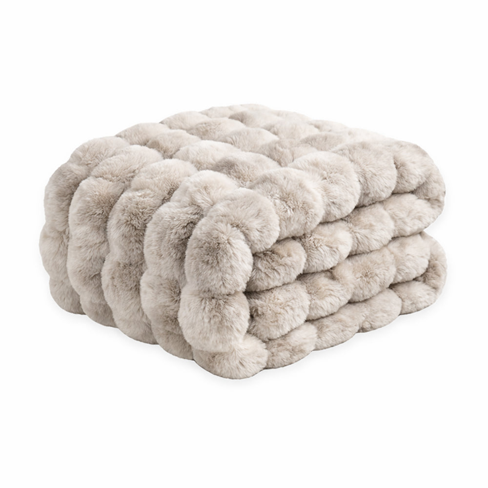 Vello Sculpted Ridgeline Faux Fur Throw Blanket for Sofa and Bedroom