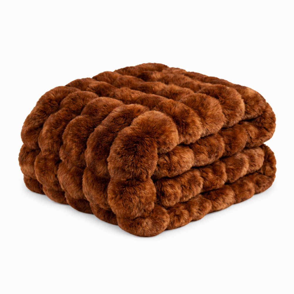 Vello Sculpted Ridgeline Faux Fur Throw Blanket for Sofa and Bedroom