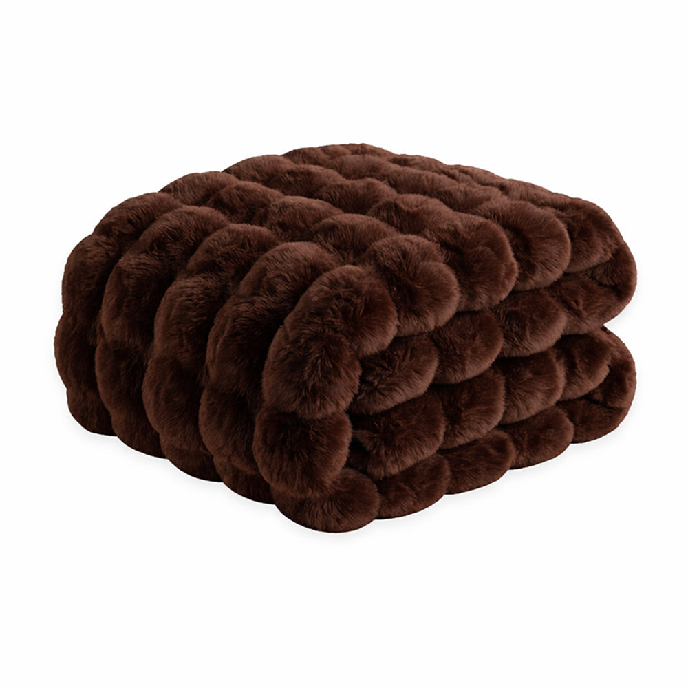 Vello Sculpted Ridgeline Faux Fur Throw Blanket for Sofa and Bedroom