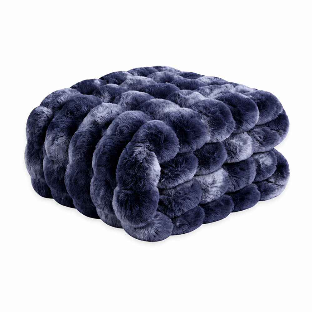 Vello Sculpted Ridgeline Faux Fur Throw Blanket for Sofa and Bedroom