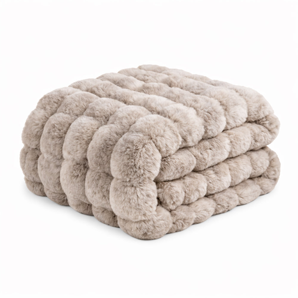 Vello Sculpted Ridgeline Faux Fur Throw Blanket for Sofa and Bedroom