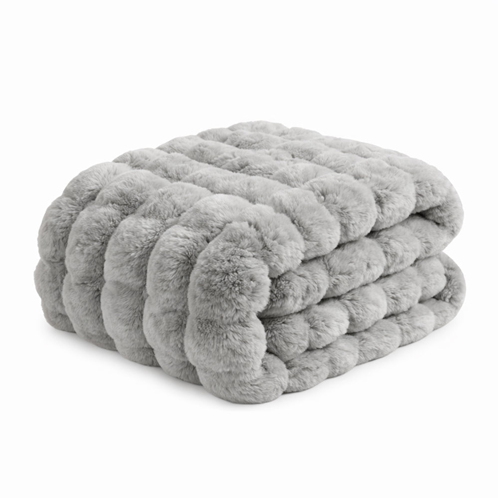 Vello Sculpted Ridgeline Faux Fur Throw Blanket for Sofa and Bedroom