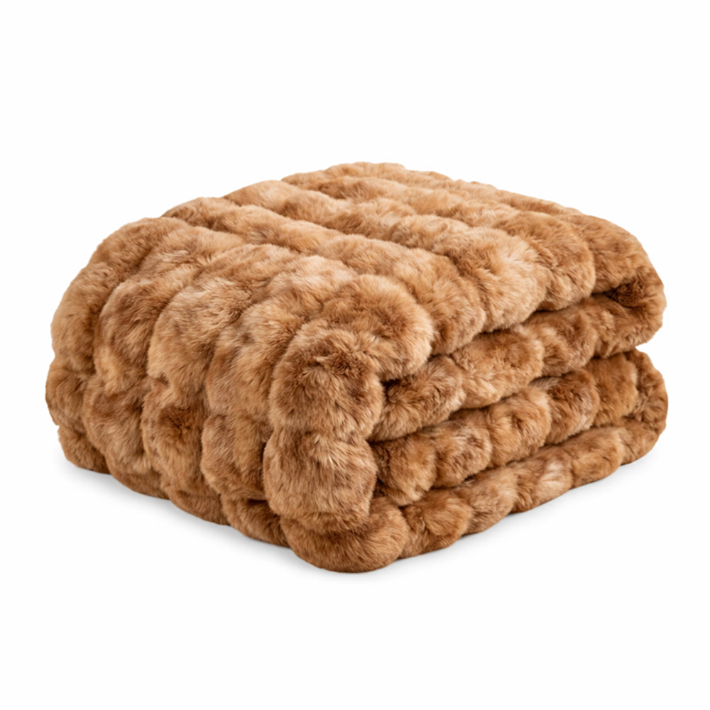Vello Sculpted Ridgeline Faux Fur Throw Blanket for Sofa and Bedroom