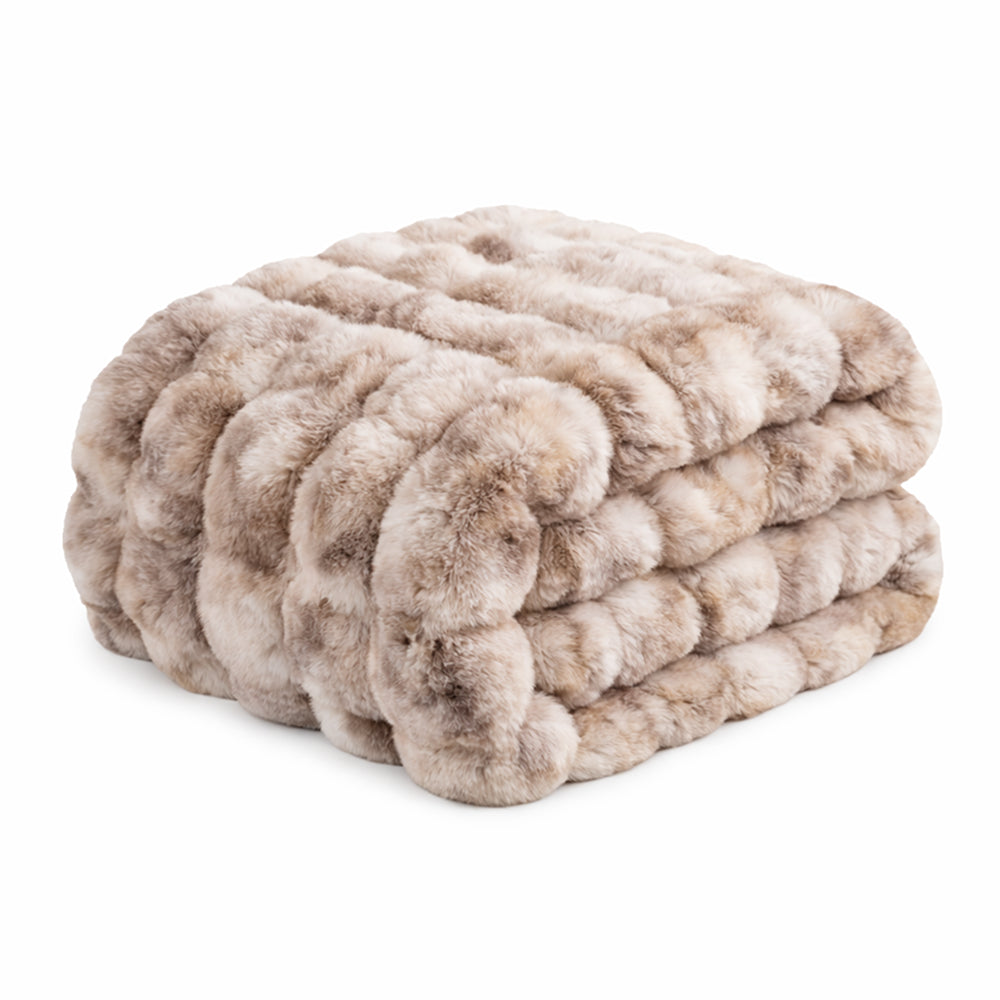 Vello Sculpted Ridgeline Faux Fur Throw Blanket for Sofa and Bedroom