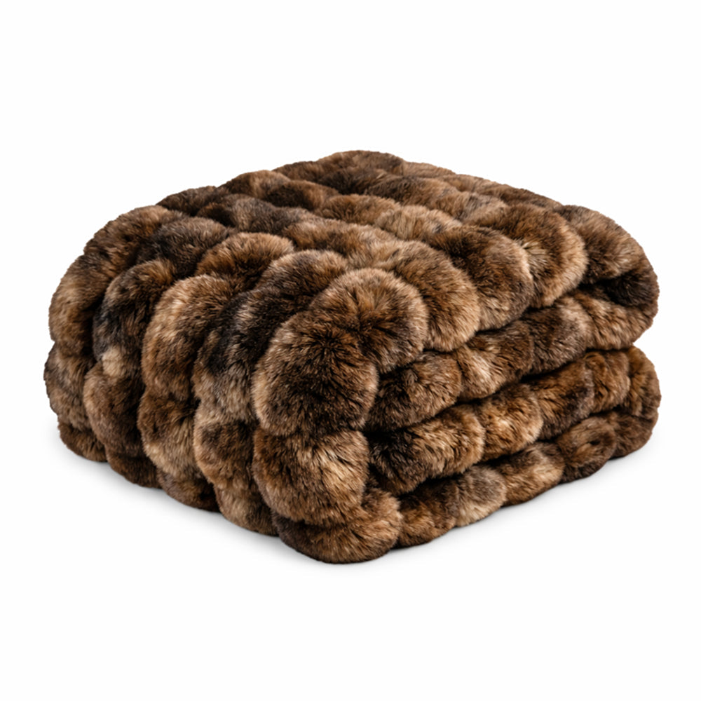 Vello Sculpted Ridgeline Faux Fur Throw Blanket for Sofa and Bedroom