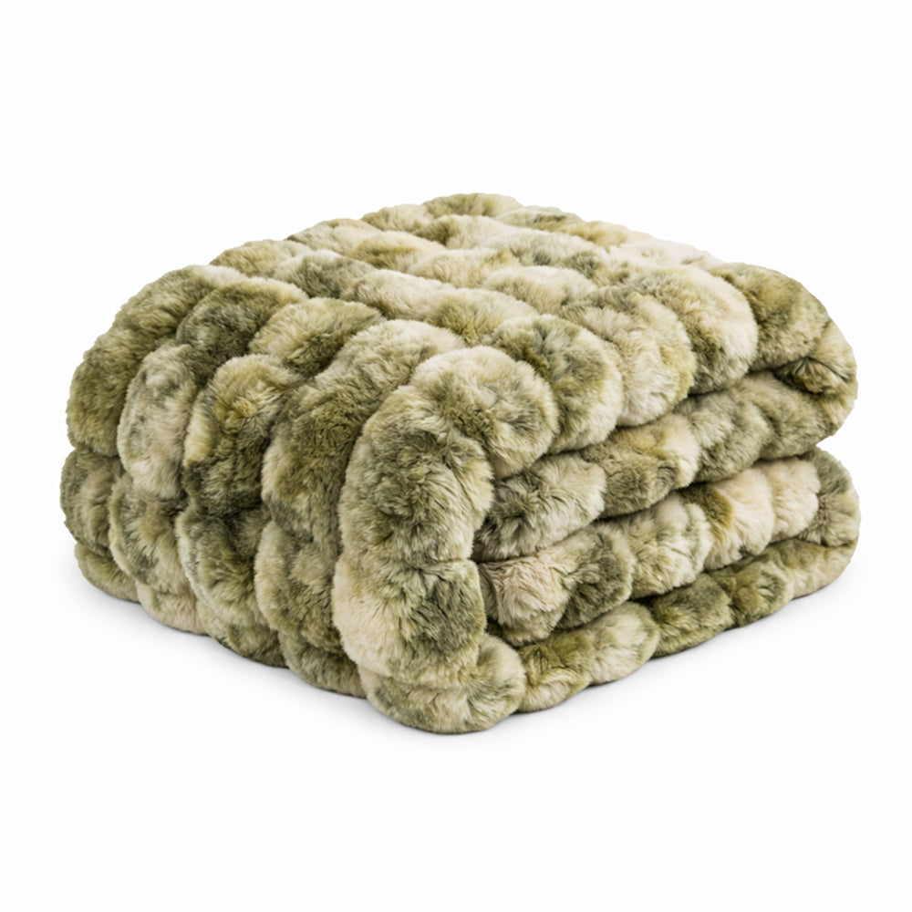 Vello Sculpted Ridgeline Faux Fur Throw Blanket for Sofa and Bedroom