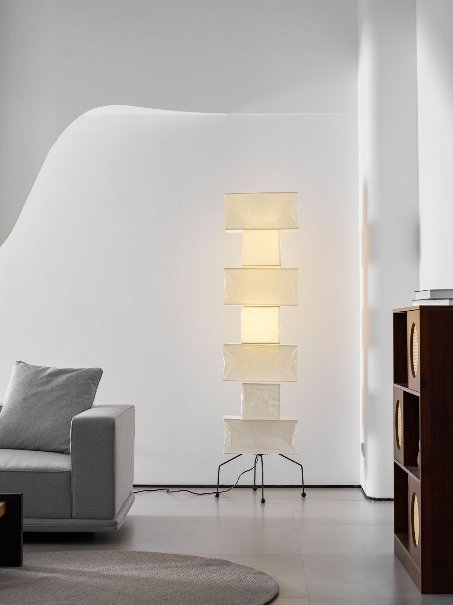 Sora Rice Stacked Paper Floor Lamp for Living Room & Bedroom