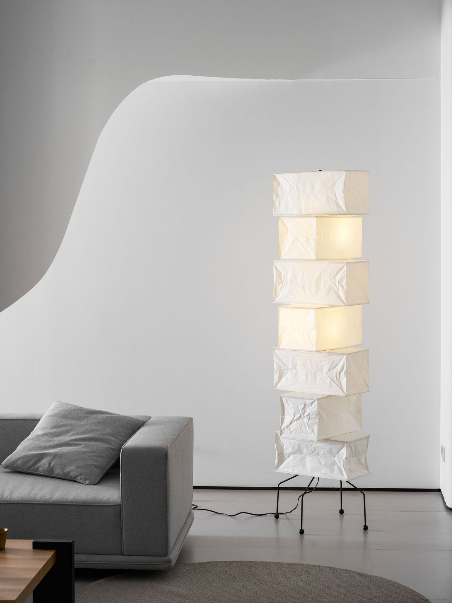 Sora Rice Stacked Paper Floor Lamp for Living Room & Bedroom