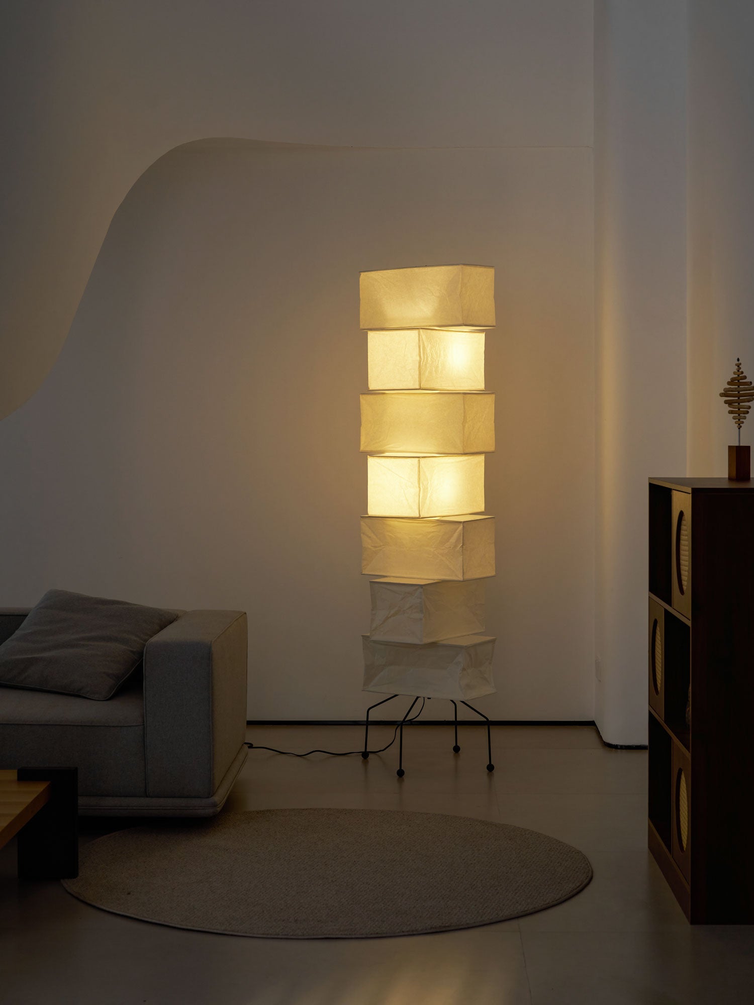 Sora Rice Stacked Paper Floor Lamp for Living Room & Bedroom