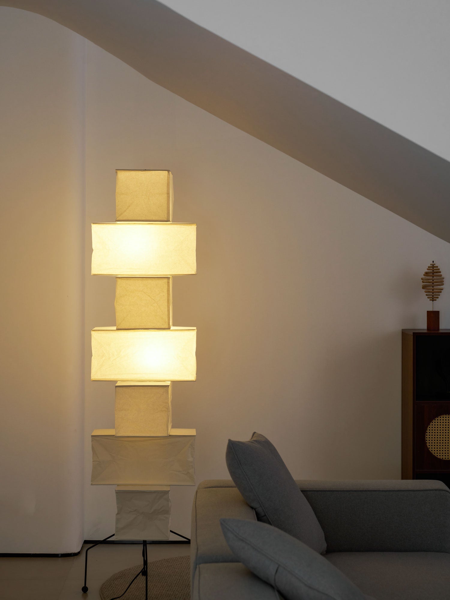 Sora Rice Stacked Paper Floor Lamp for Living Room & Bedroom