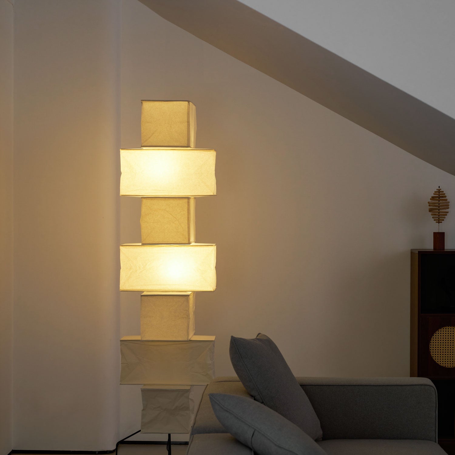 Sora Rice Stacked Paper Floor Lamp for Living Room & Bedroom