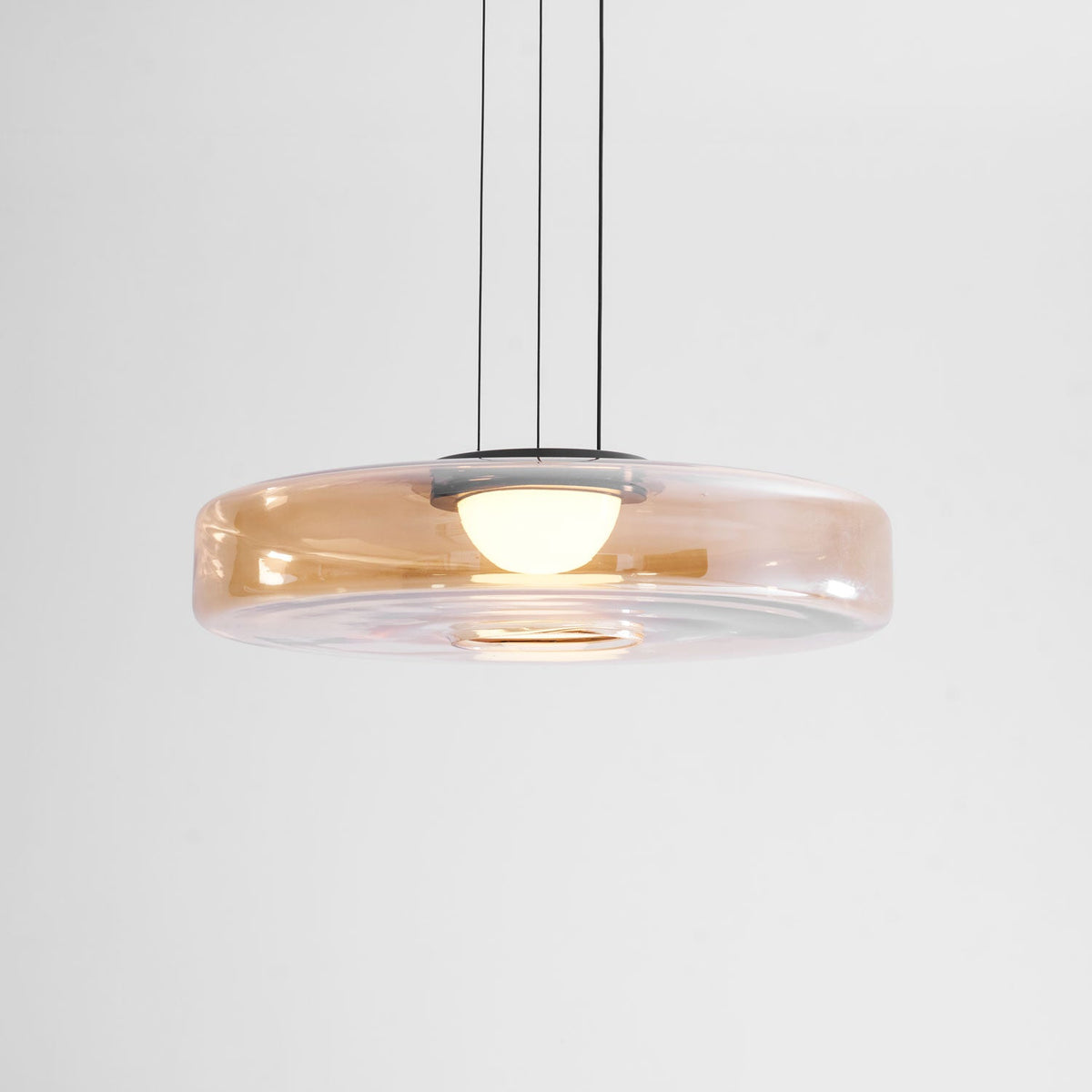 Strato Mouth-Blown Glass Disc Pendant Light for Dining & Living Room