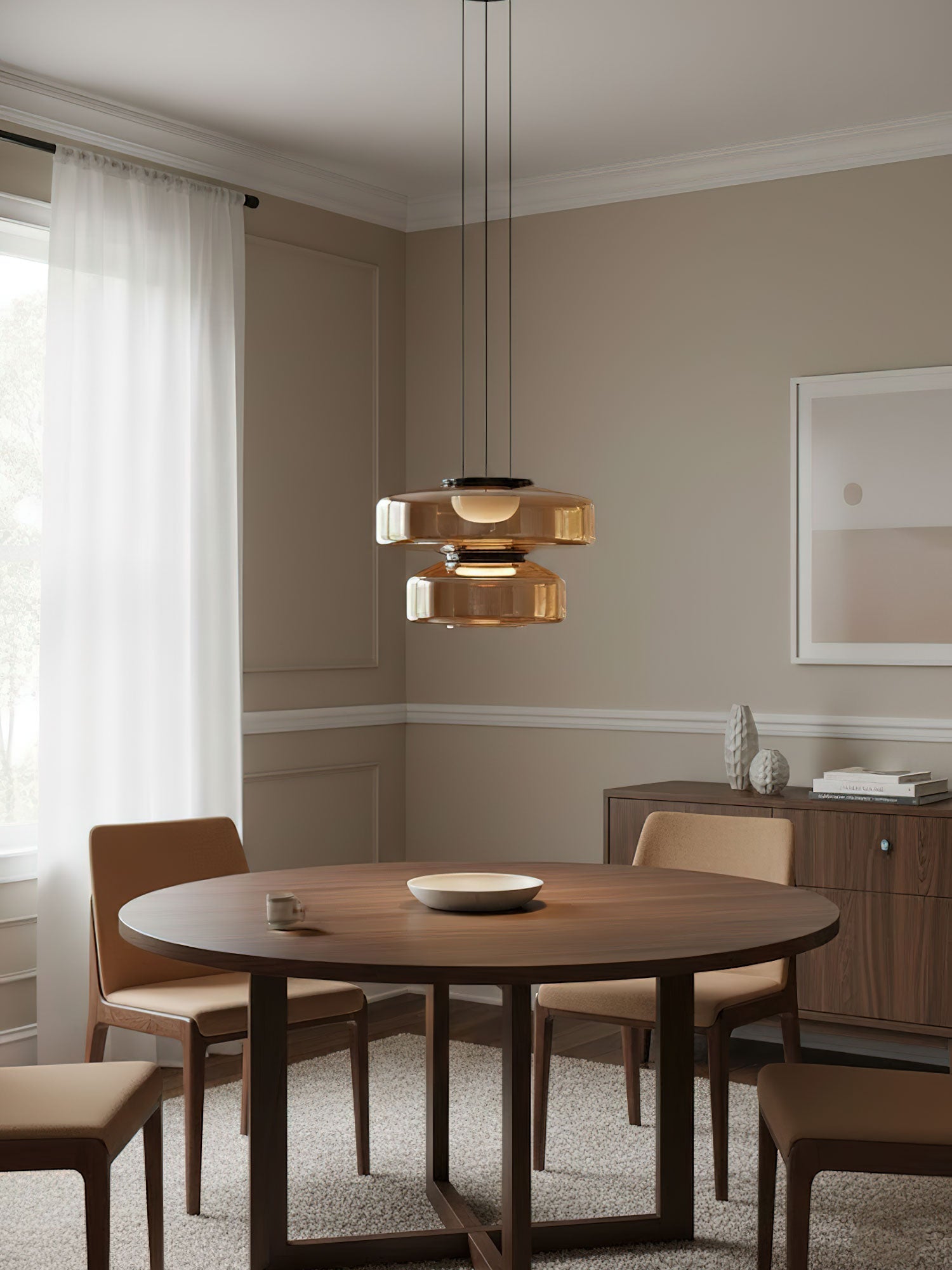 Strato Mouth-Blown Glass Disc Pendant Light for Dining & Living Room