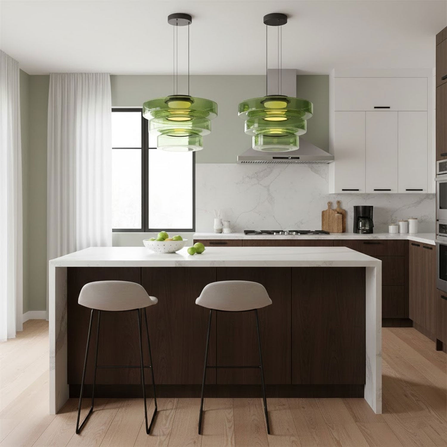 Strato Mouth-Blown Glass Disc Pendant Light for Dining & Living Room