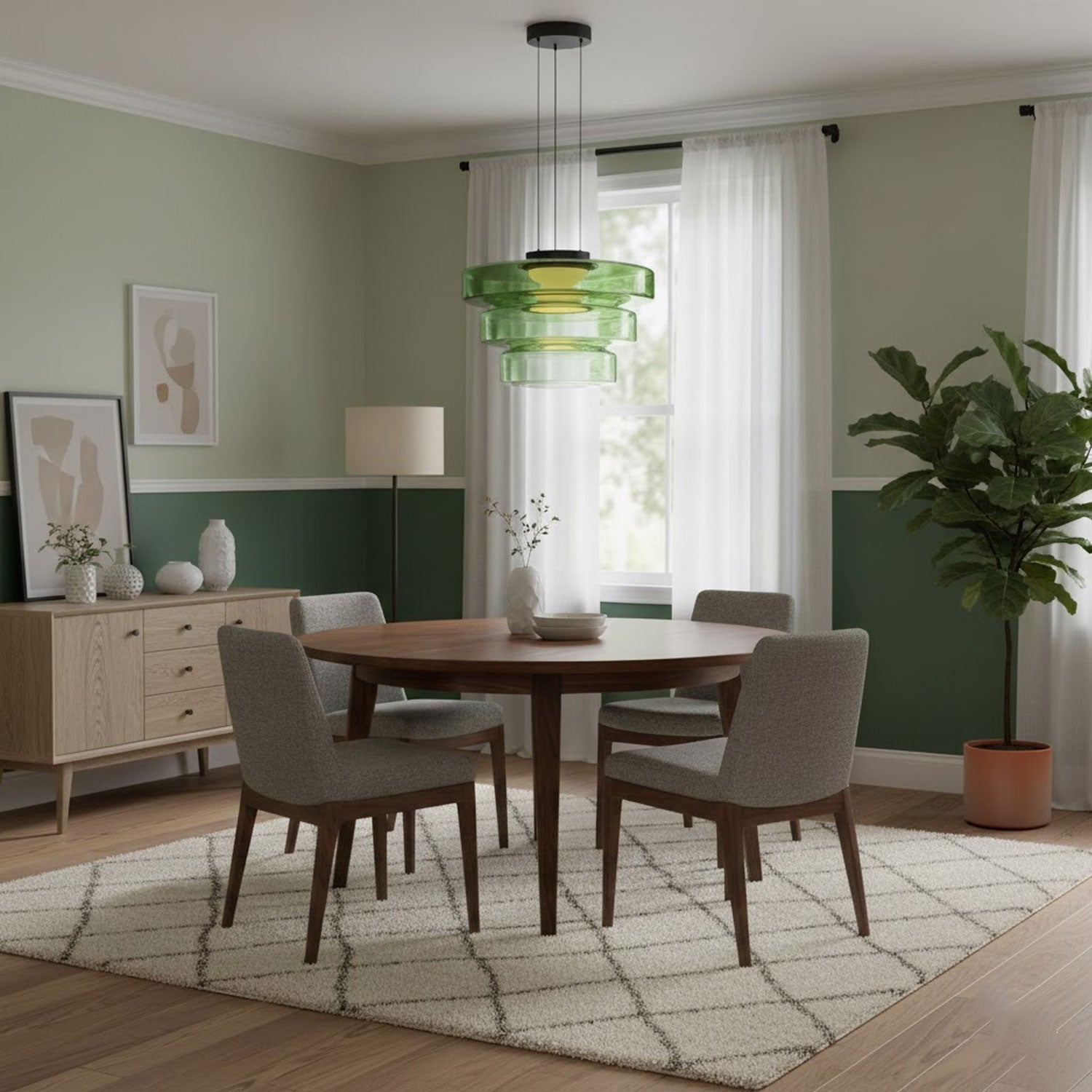 Strato Mouth-Blown Glass Disc Pendant Light for Dining & Living Room
