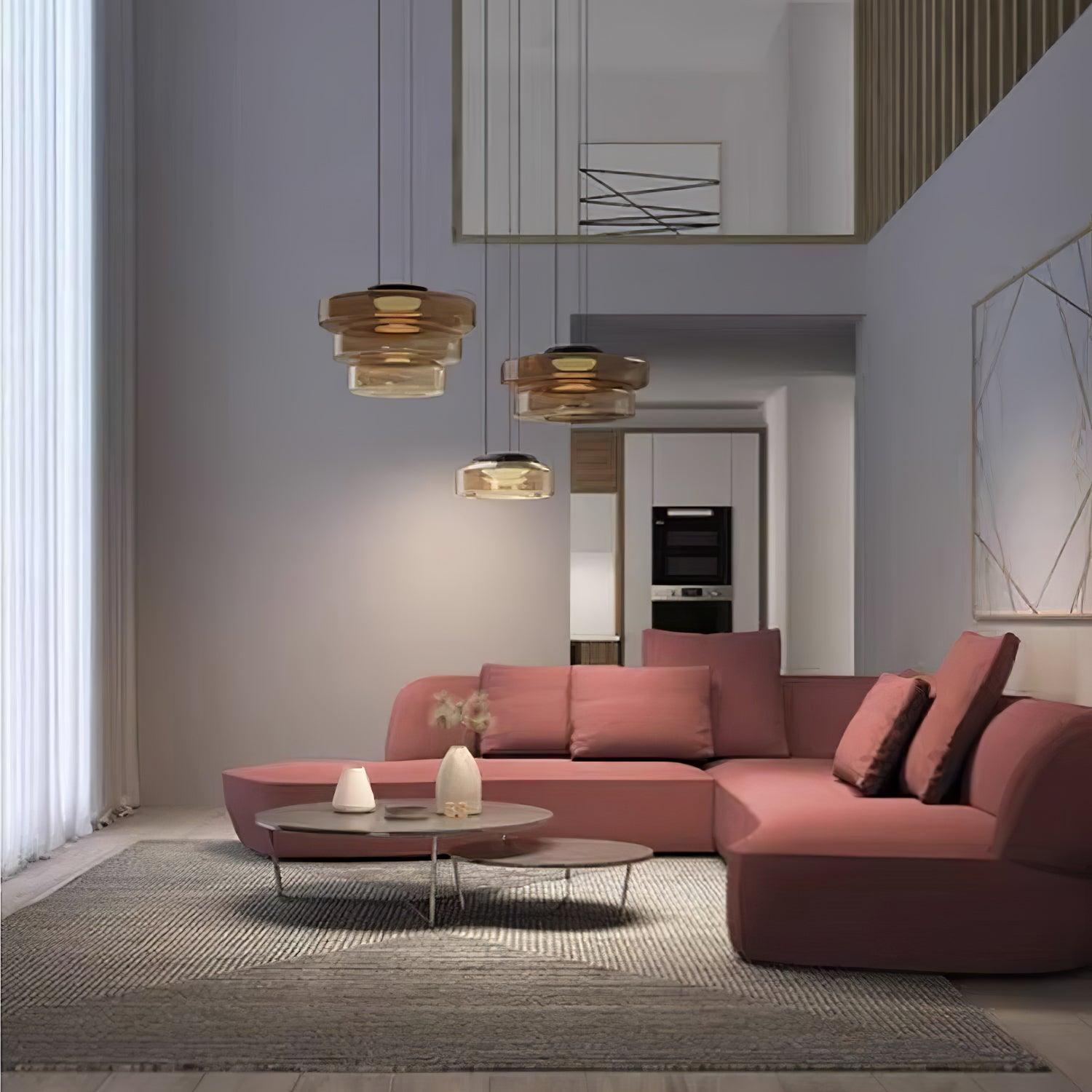 Strato Mouth-Blown Glass Disc Pendant Light for Dining & Living Room