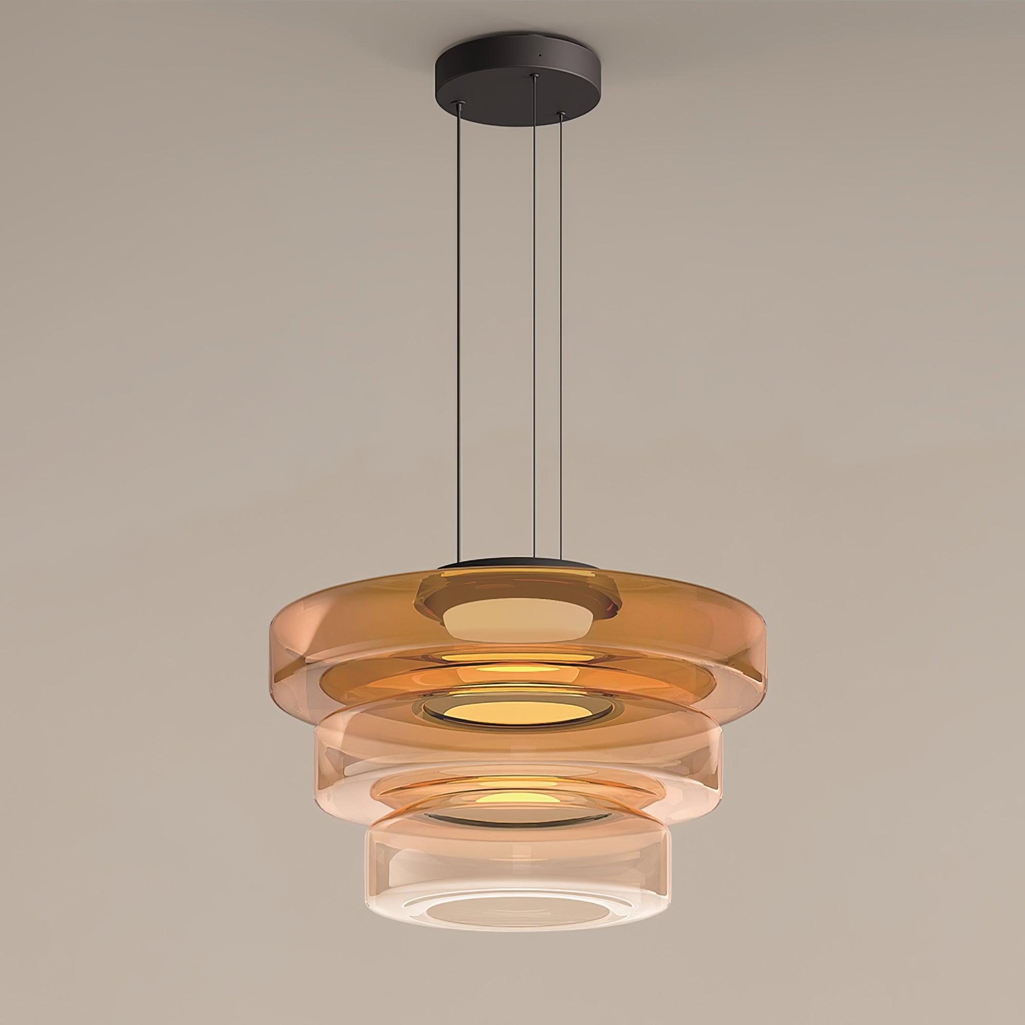 Strato Mouth-Blown Glass Disc Pendant Light for Dining & Living Room