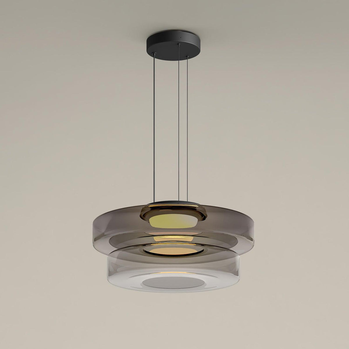 Strato Mouth-Blown Glass Disc Pendant Light for Dining & Living Room