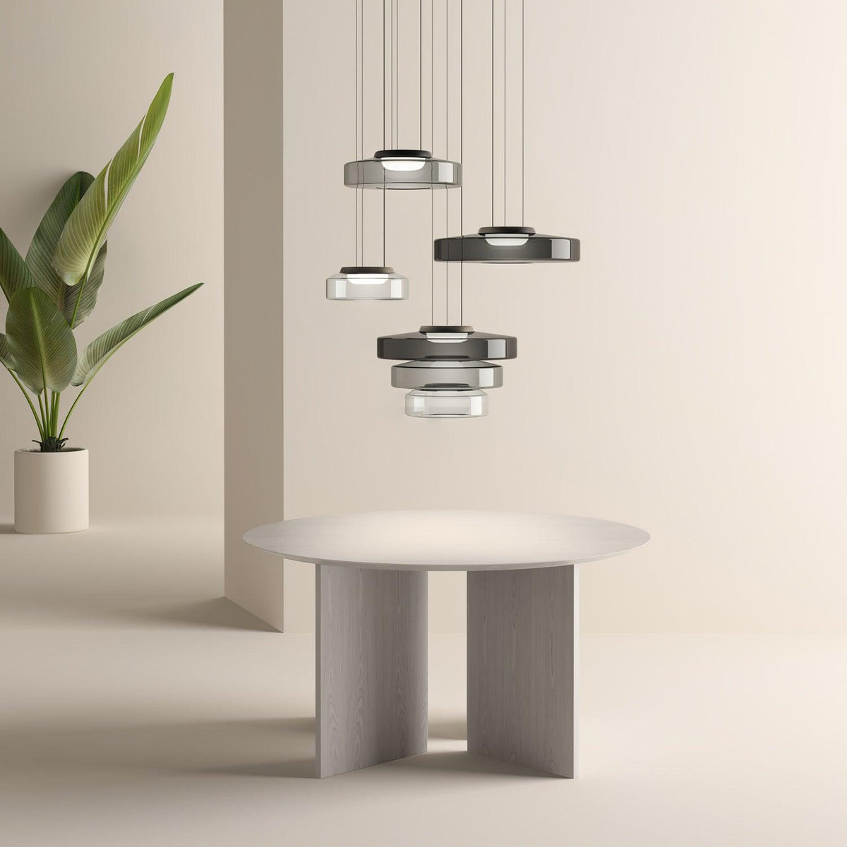 Strato Mouth-Blown Glass Disc Pendant Light for Dining & Living Room