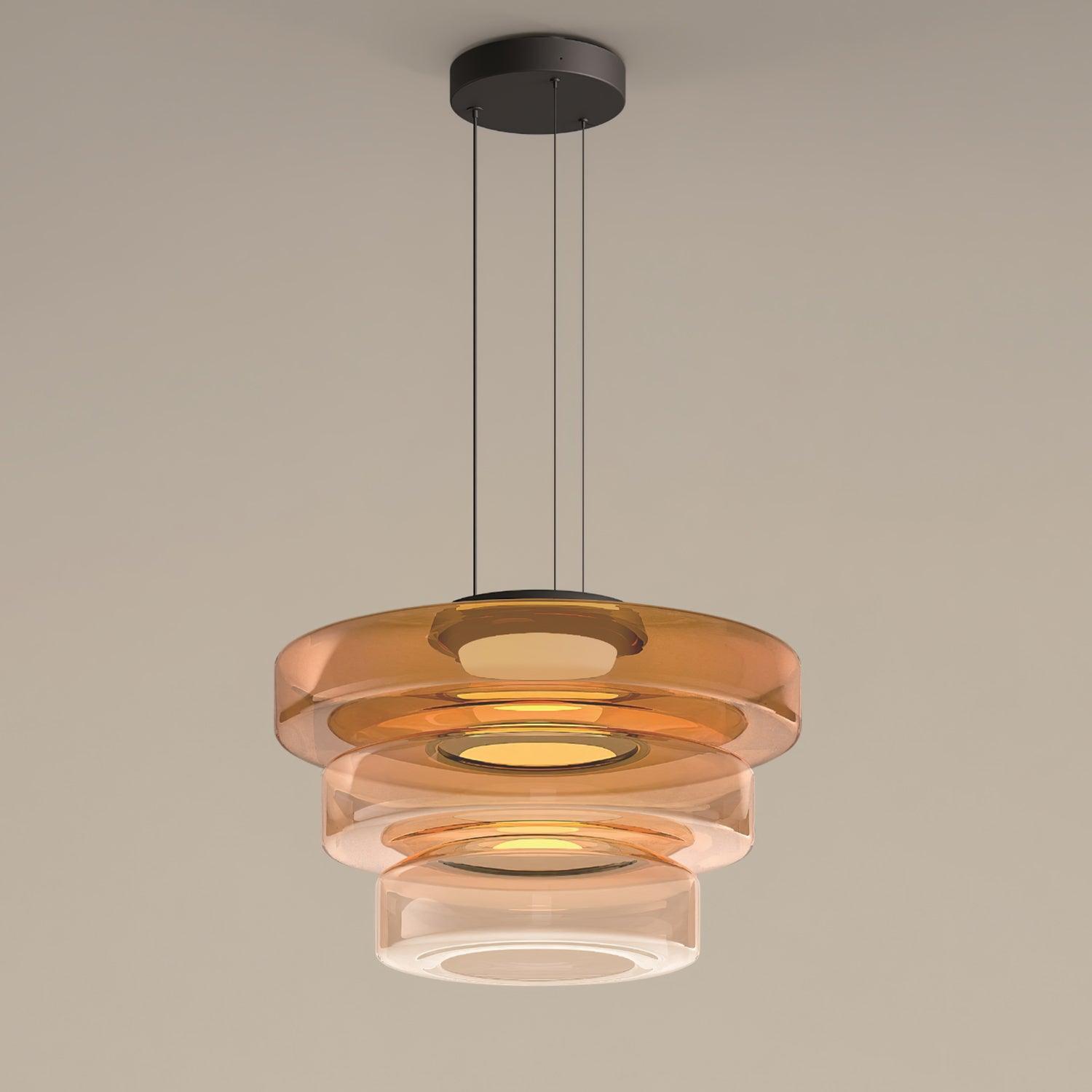 Strato Mouth-Blown Glass Disc Pendant Light for Dining & Living Room