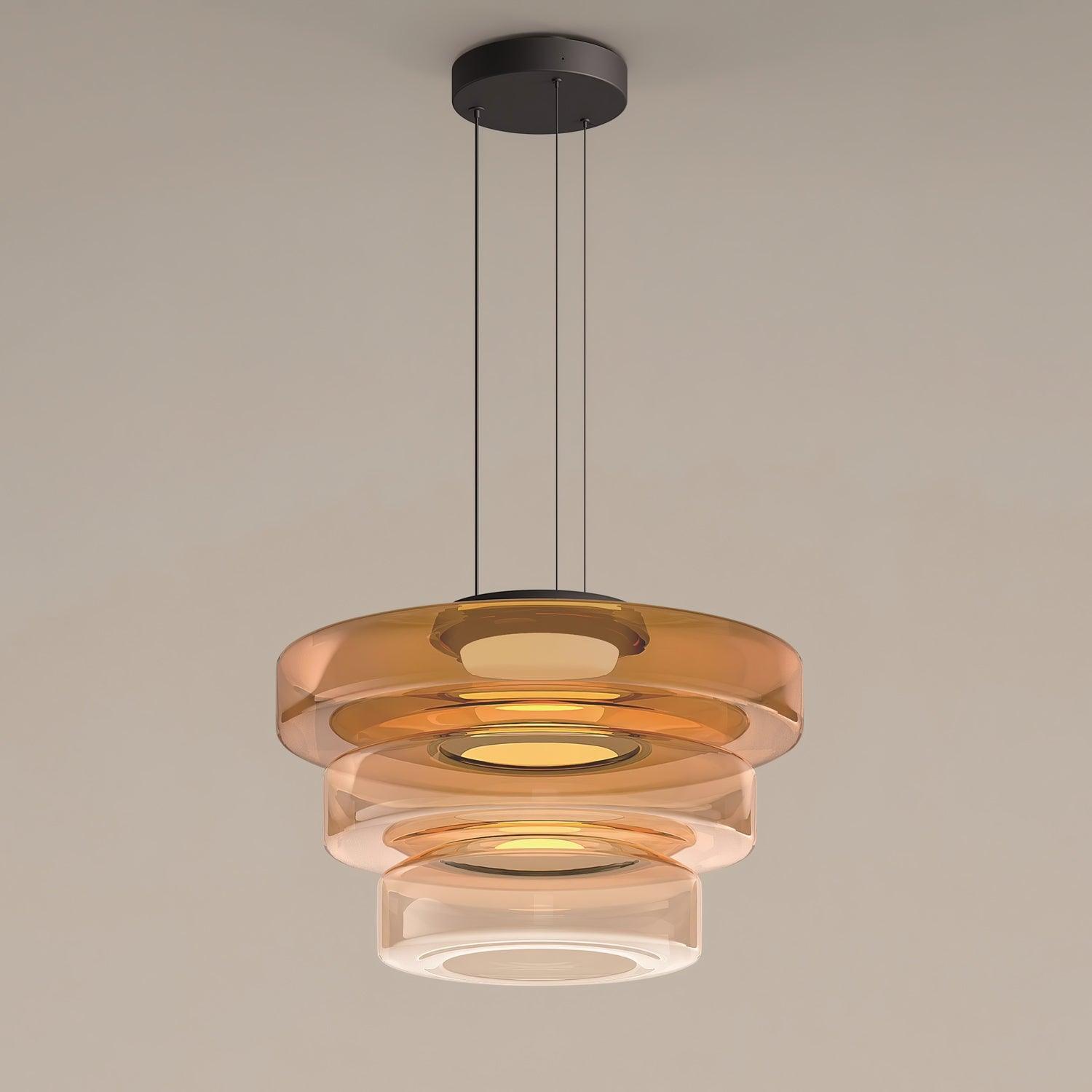 Strato Mouth-Blown Glass Disc Pendant Light for Dining & Living Room