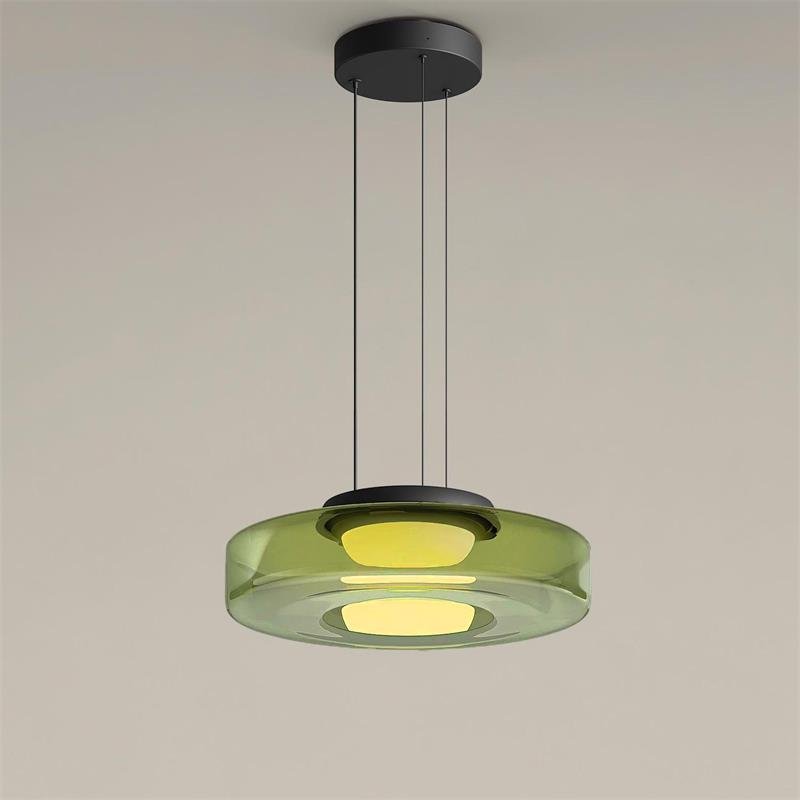 Strato Mouth-Blown Glass Disc Pendant Light for Dining & Living Room