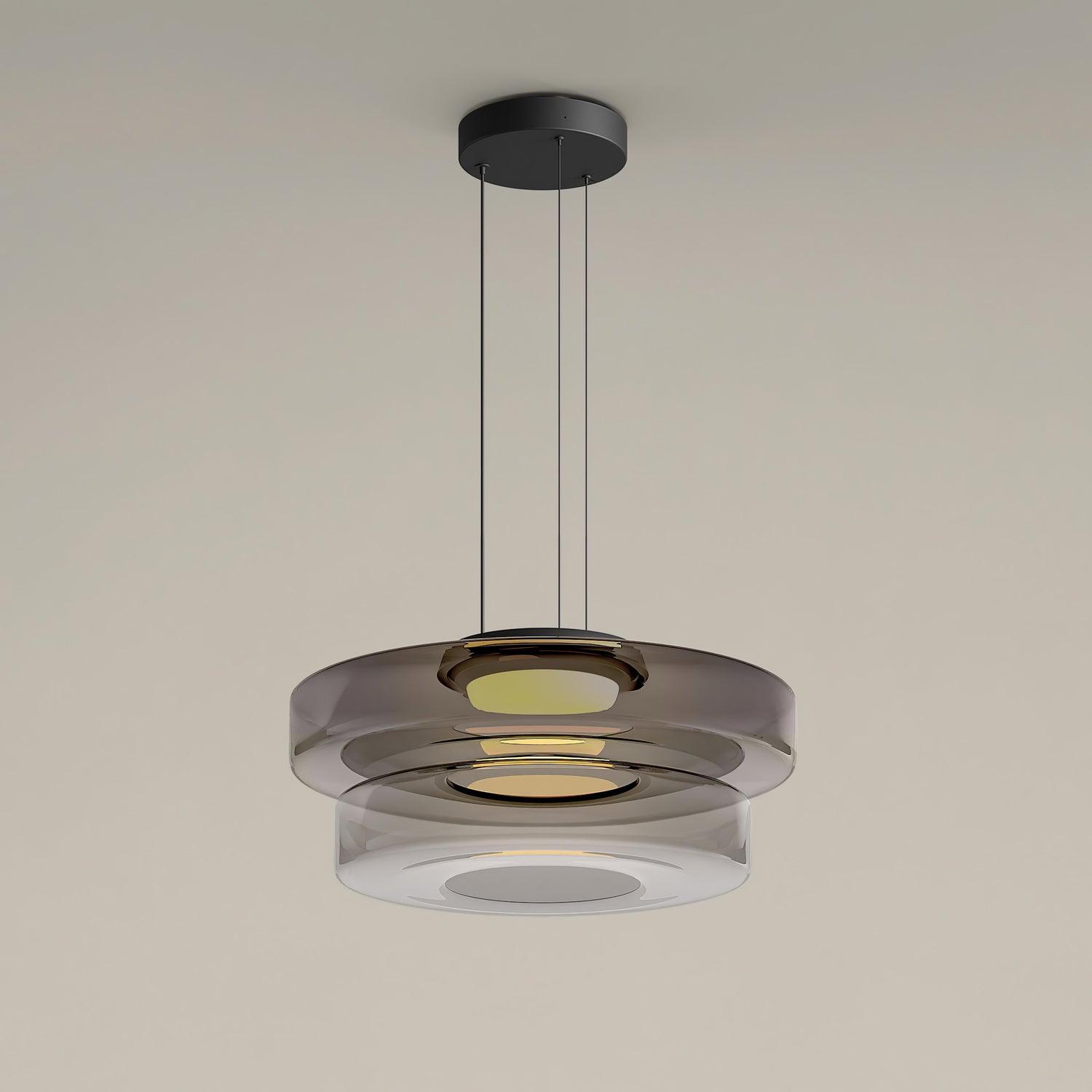 Strato Mouth-Blown Glass Disc Pendant Light for Dining & Living Room