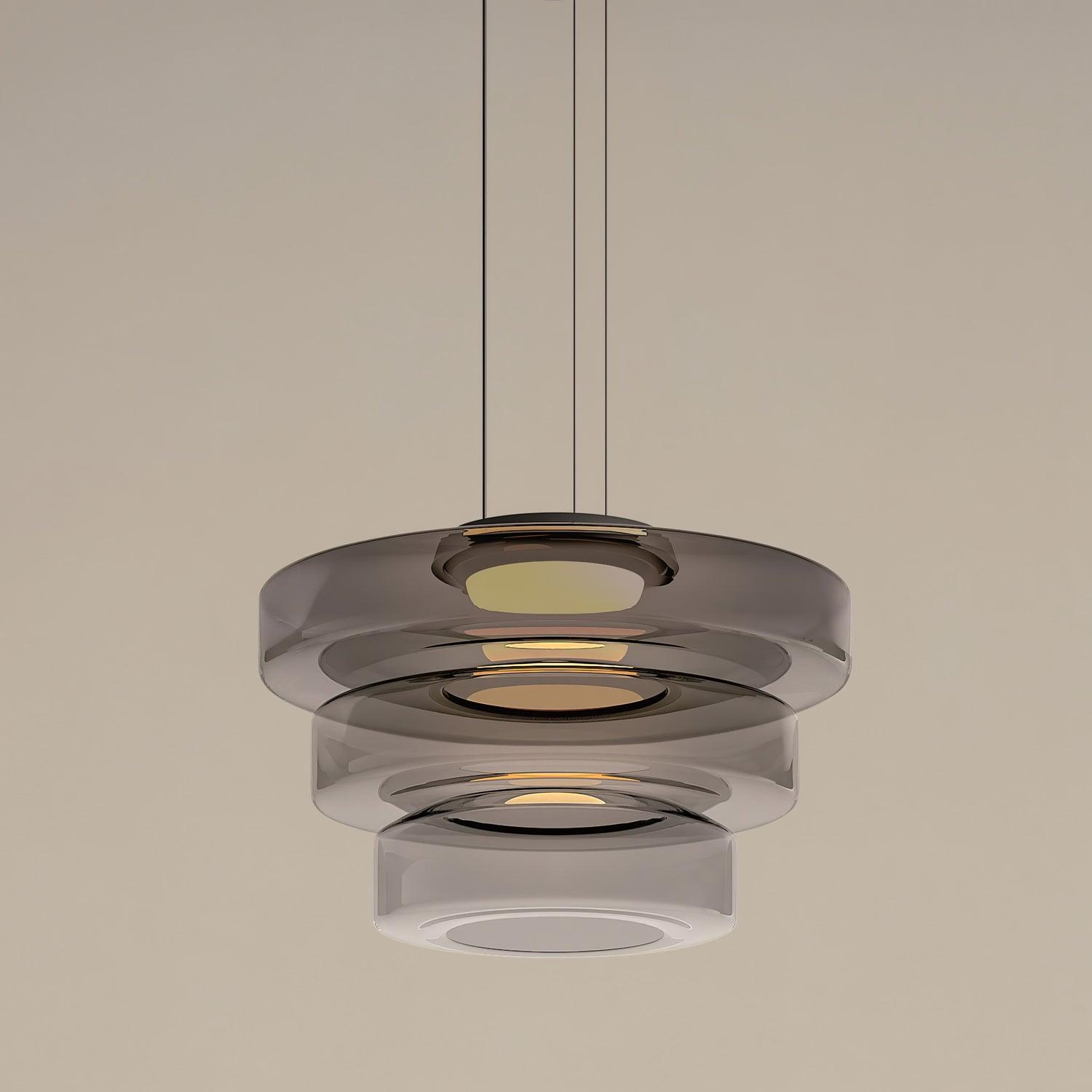 Strato Mouth-Blown Glass Disc Pendant Light for Dining & Living Room