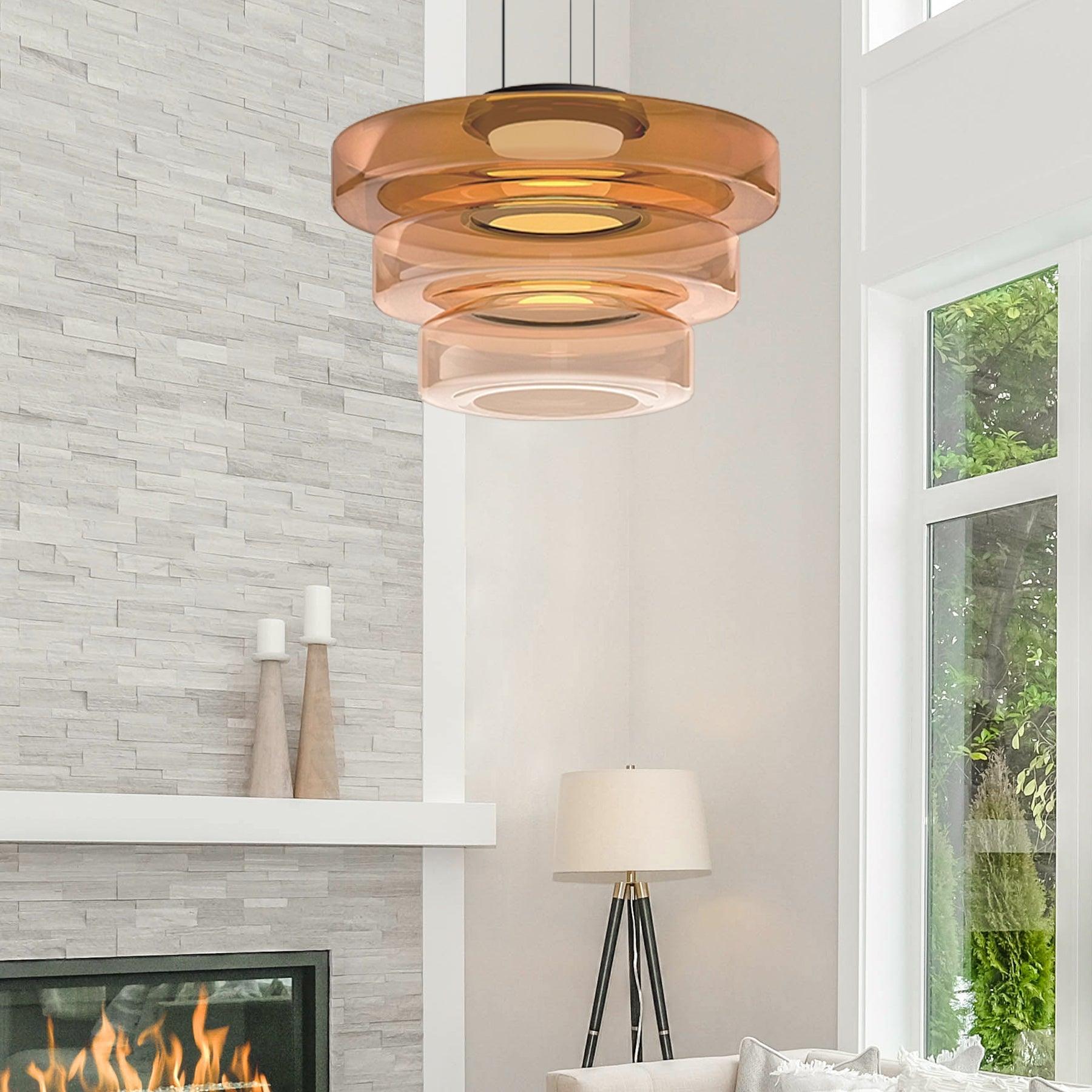 Strato Mouth-Blown Glass Disc Pendant Light for Dining & Living Room