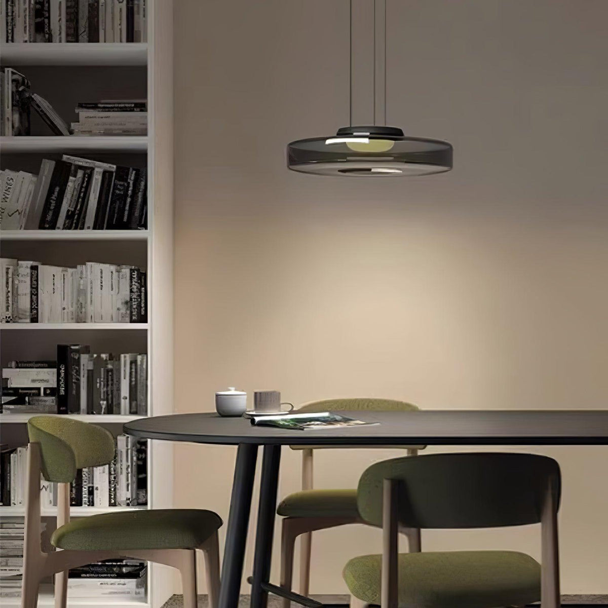 Strato Mouth-Blown Glass Disc Pendant Light for Dining & Living Room