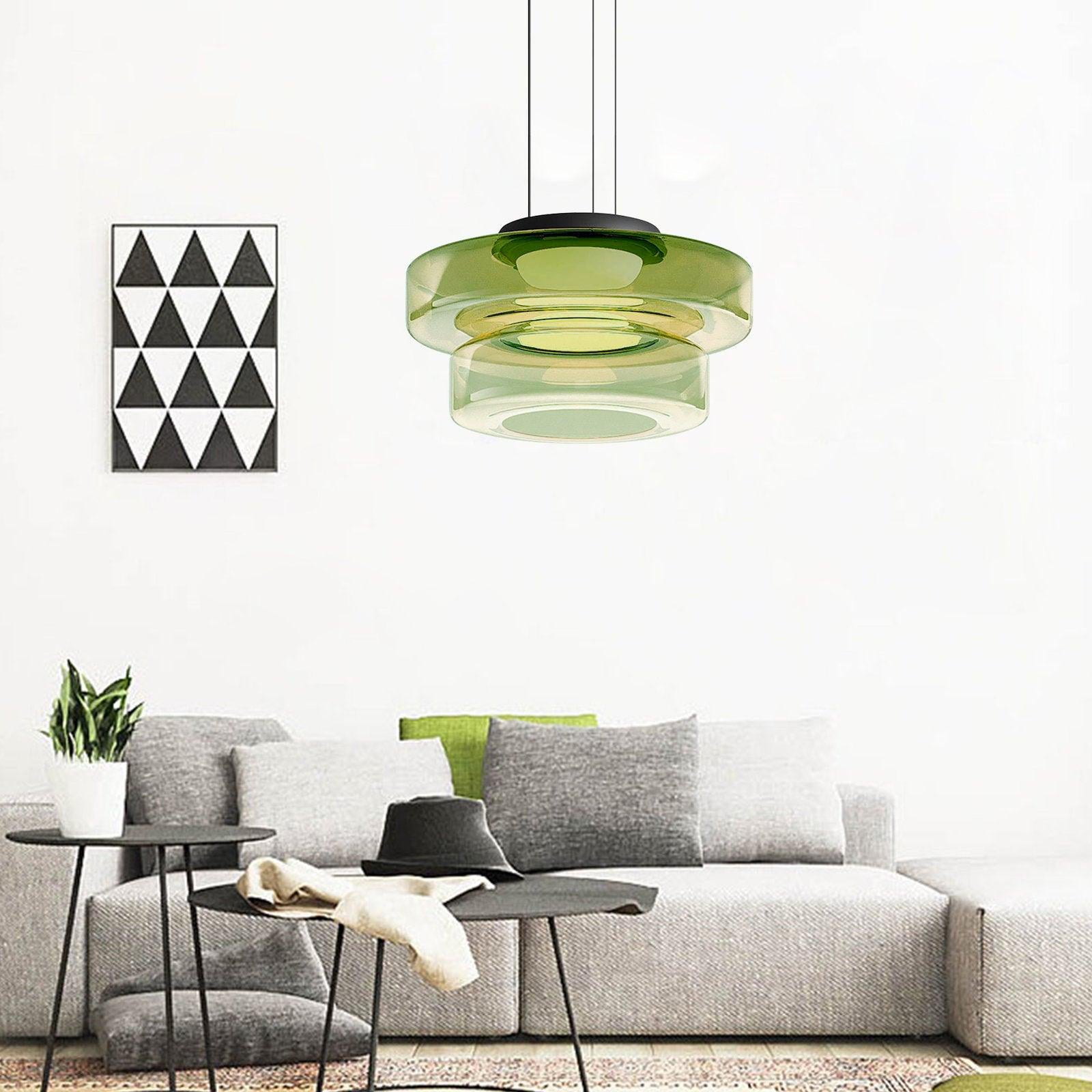 Strato Mouth-Blown Glass Disc Pendant Light for Dining & Living Room