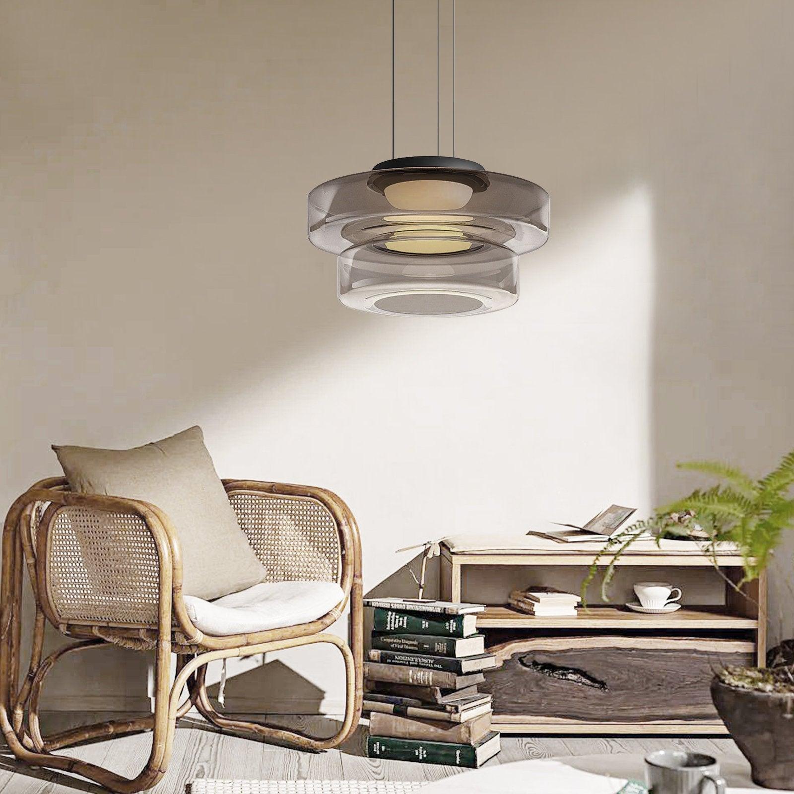 Strato Mouth-Blown Glass Disc Pendant Light for Dining & Living Room