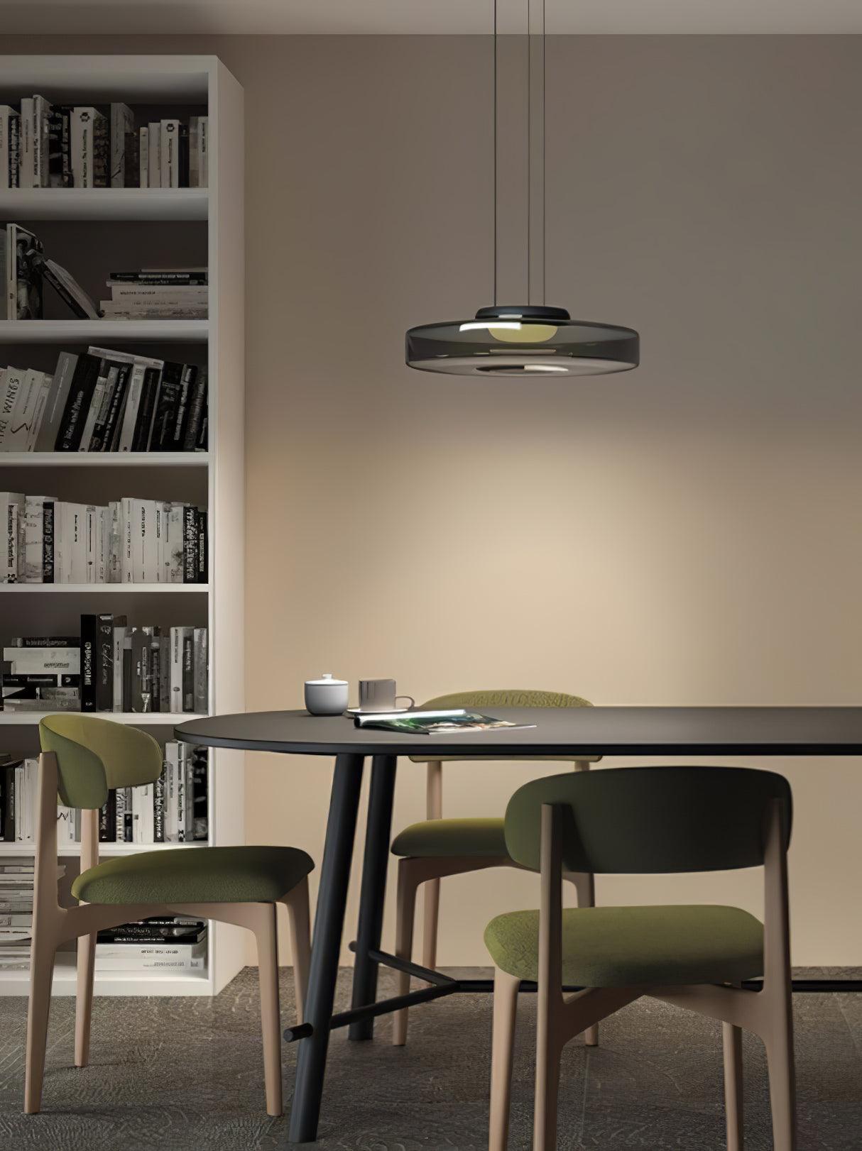 Strato Mouth-Blown Glass Disc Pendant Light for Dining & Living Room