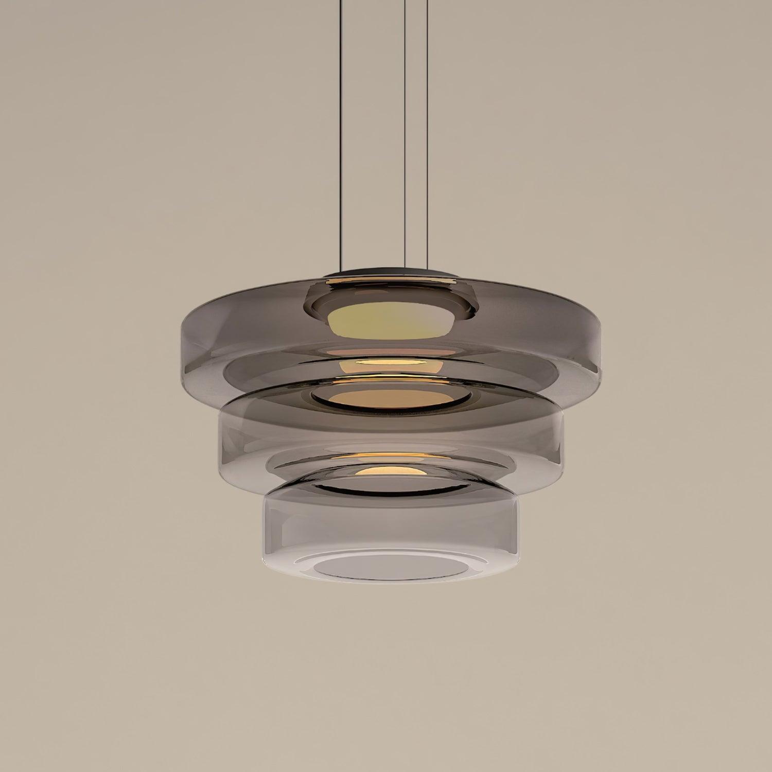 Strato Mouth-Blown Glass Disc Pendant Light for Dining & Living Room