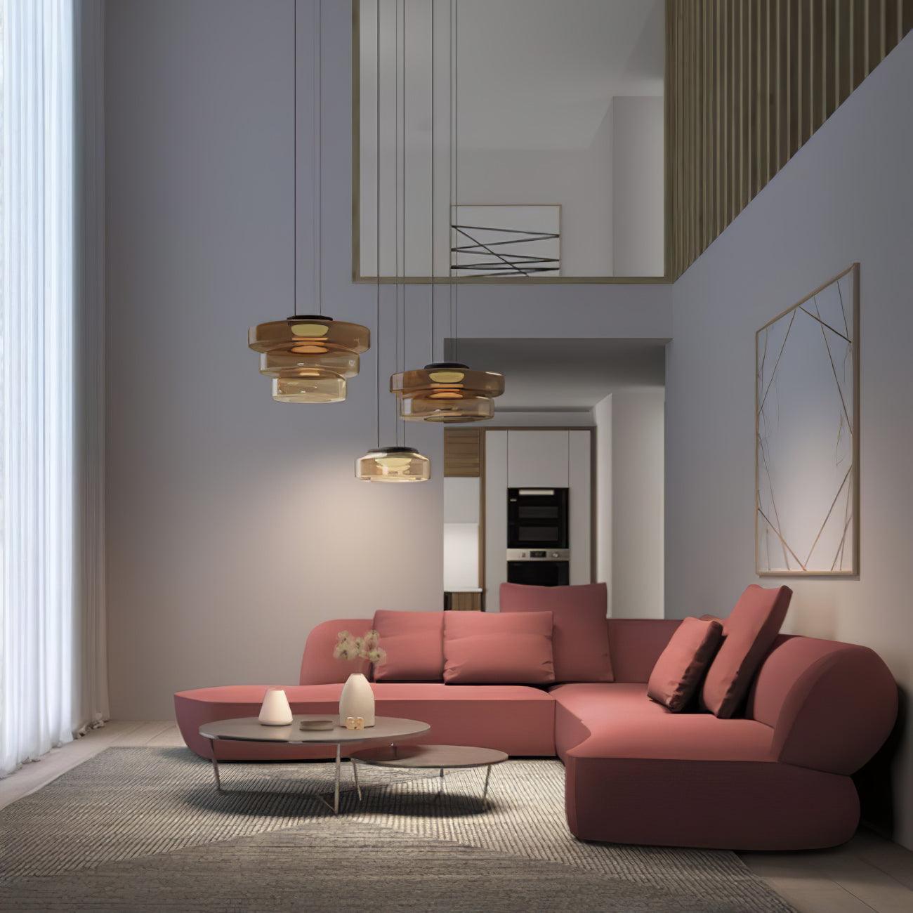 Strato Mouth-Blown Glass Disc Pendant Light for Dining & Living Room