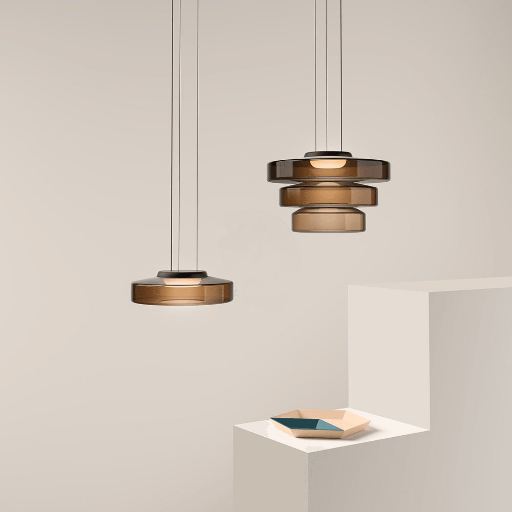 Strato Mouth-Blown Glass Disc Pendant Light for Dining & Living Room