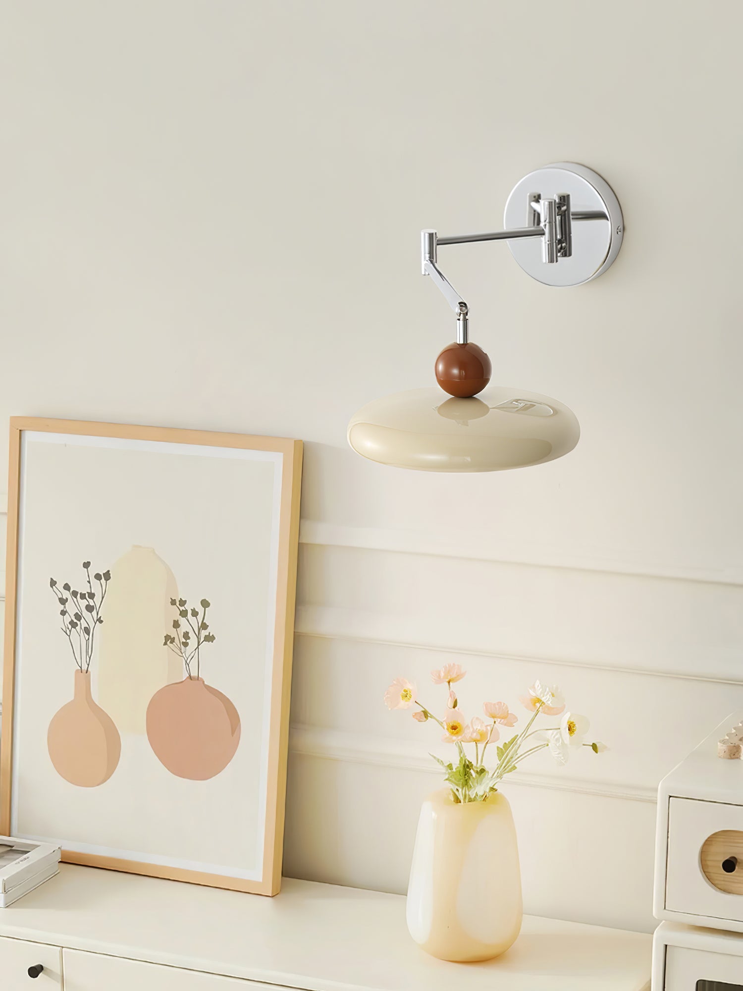 Elin Round Disc Plug-In Wall Sconce – Modern LED Wall Lamp for Bedroom