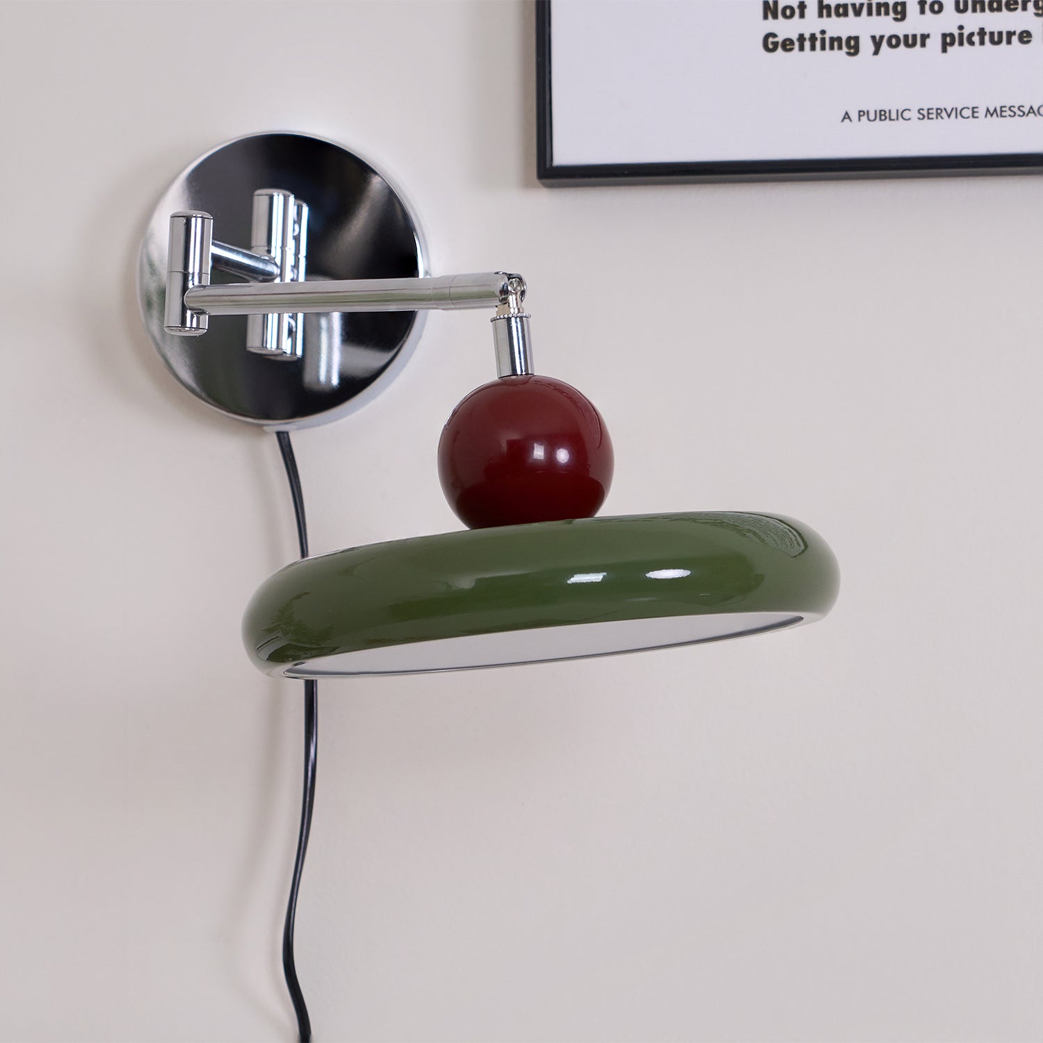 Elin Round Disc Plug-In Wall Sconce – Modern LED Wall Lamp for Bedroom